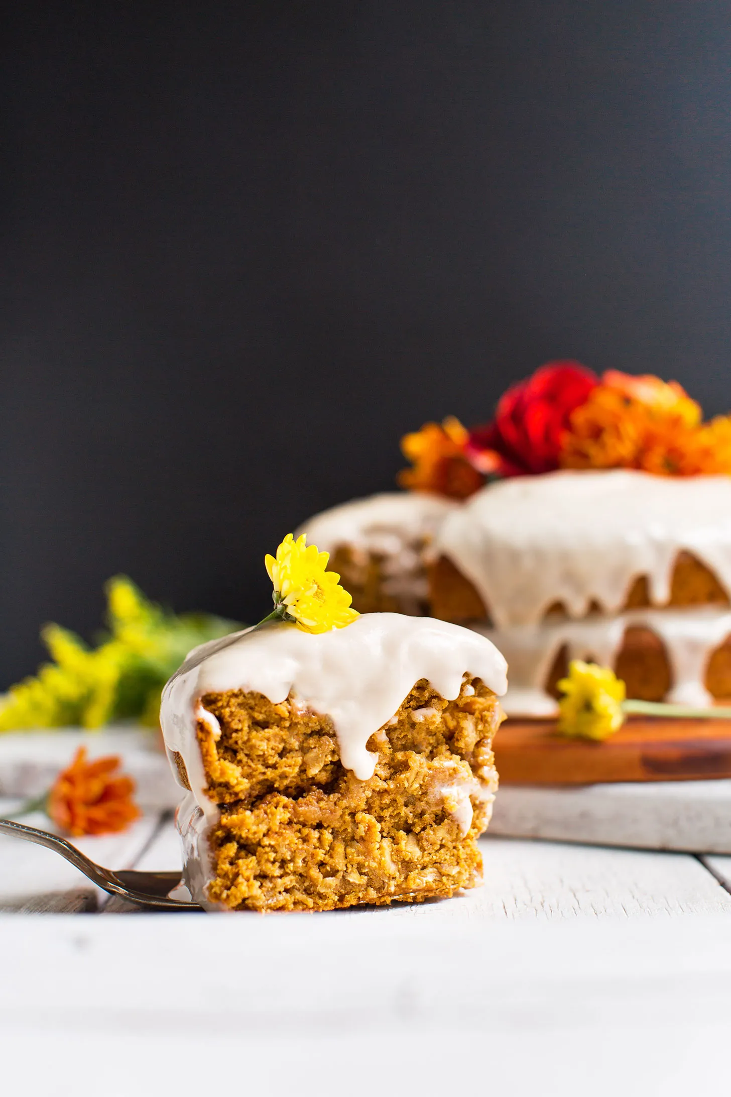 Soft Vegan Pumpkin Cake with Pumpkin Spice Buttercream Frosting