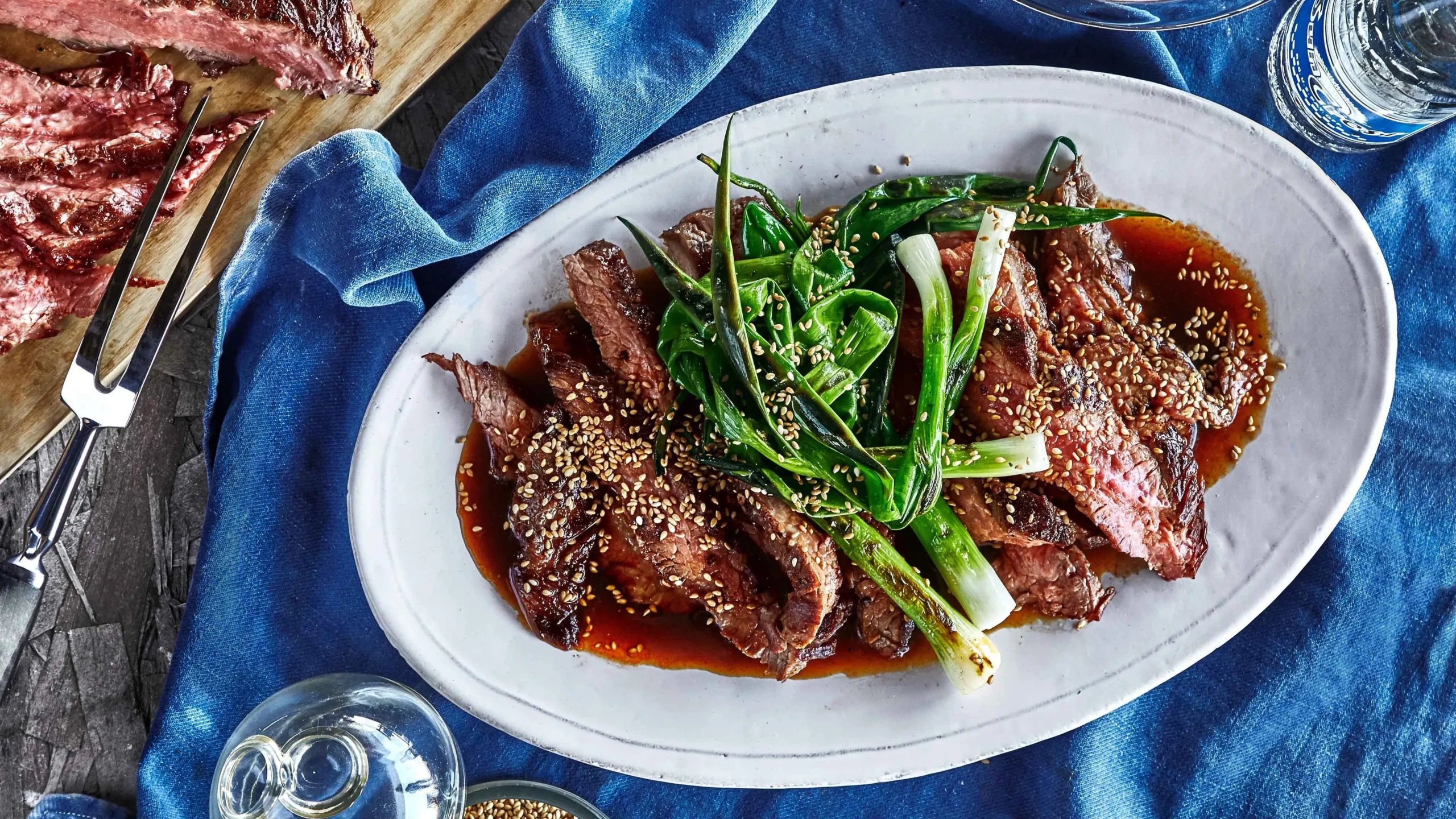 Soy Marinated Flank Steak with Cucumber Relish