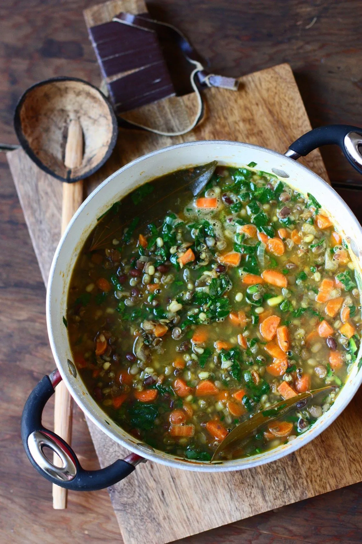 Spicy Adzuki Bean Stew with Spinach