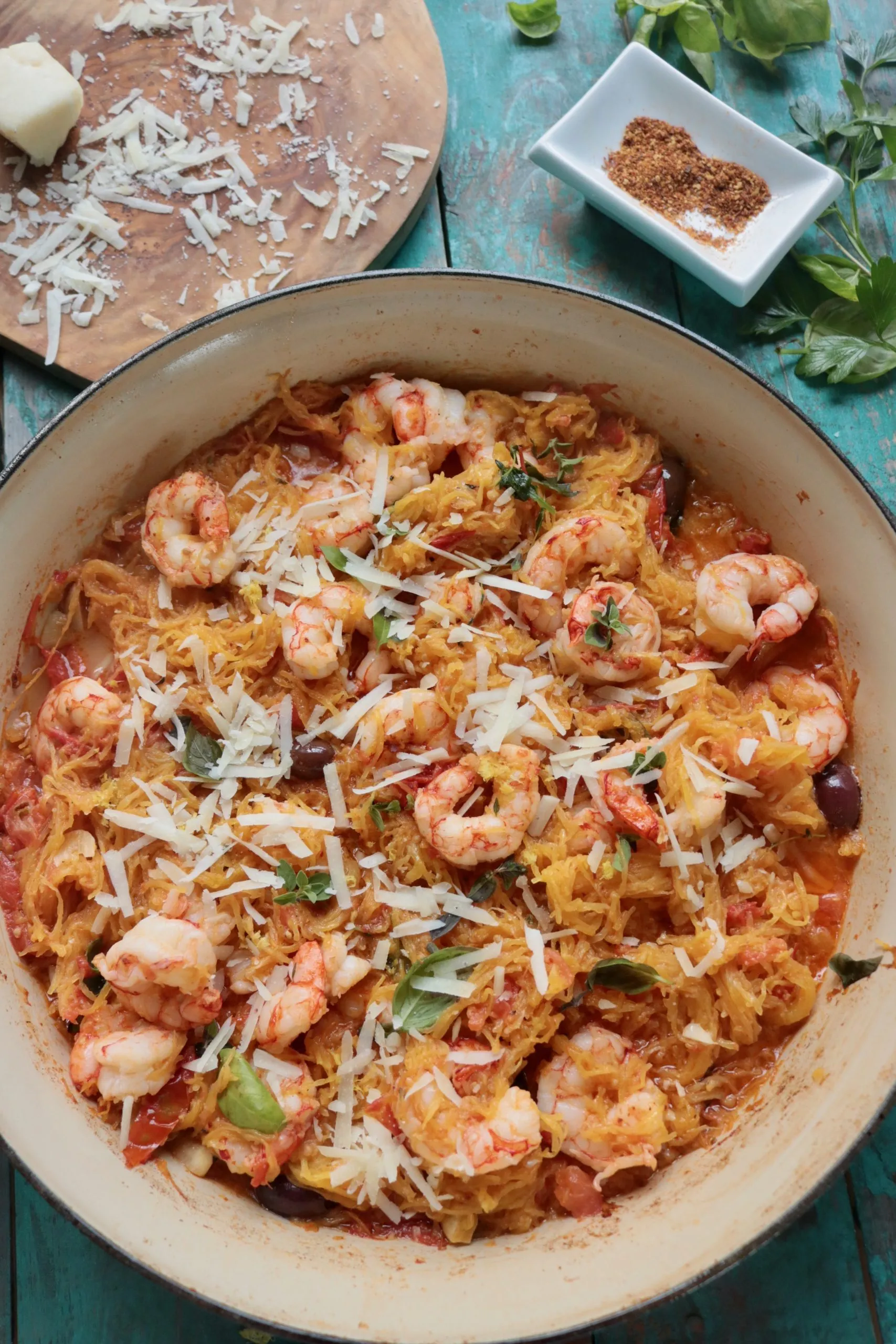 Spicy Spaghetti Squash with Shrimp