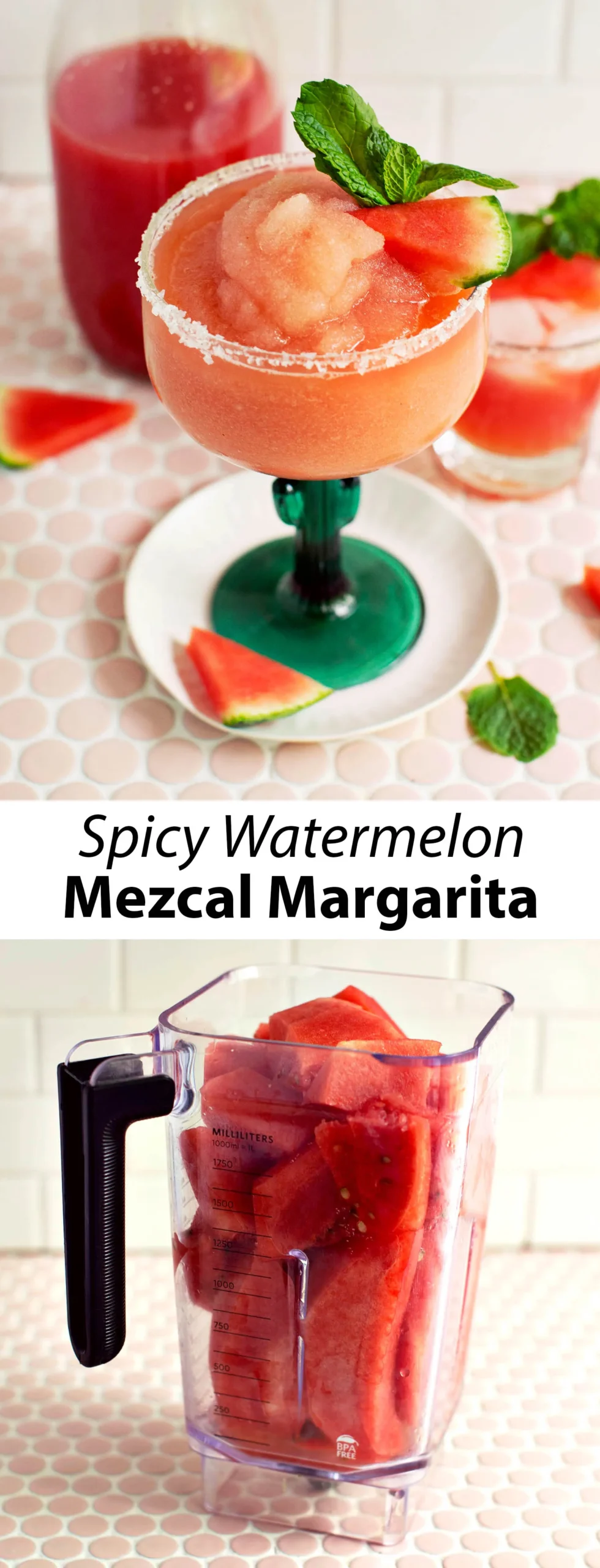 Spicy Watermelon Mezcal Margarita