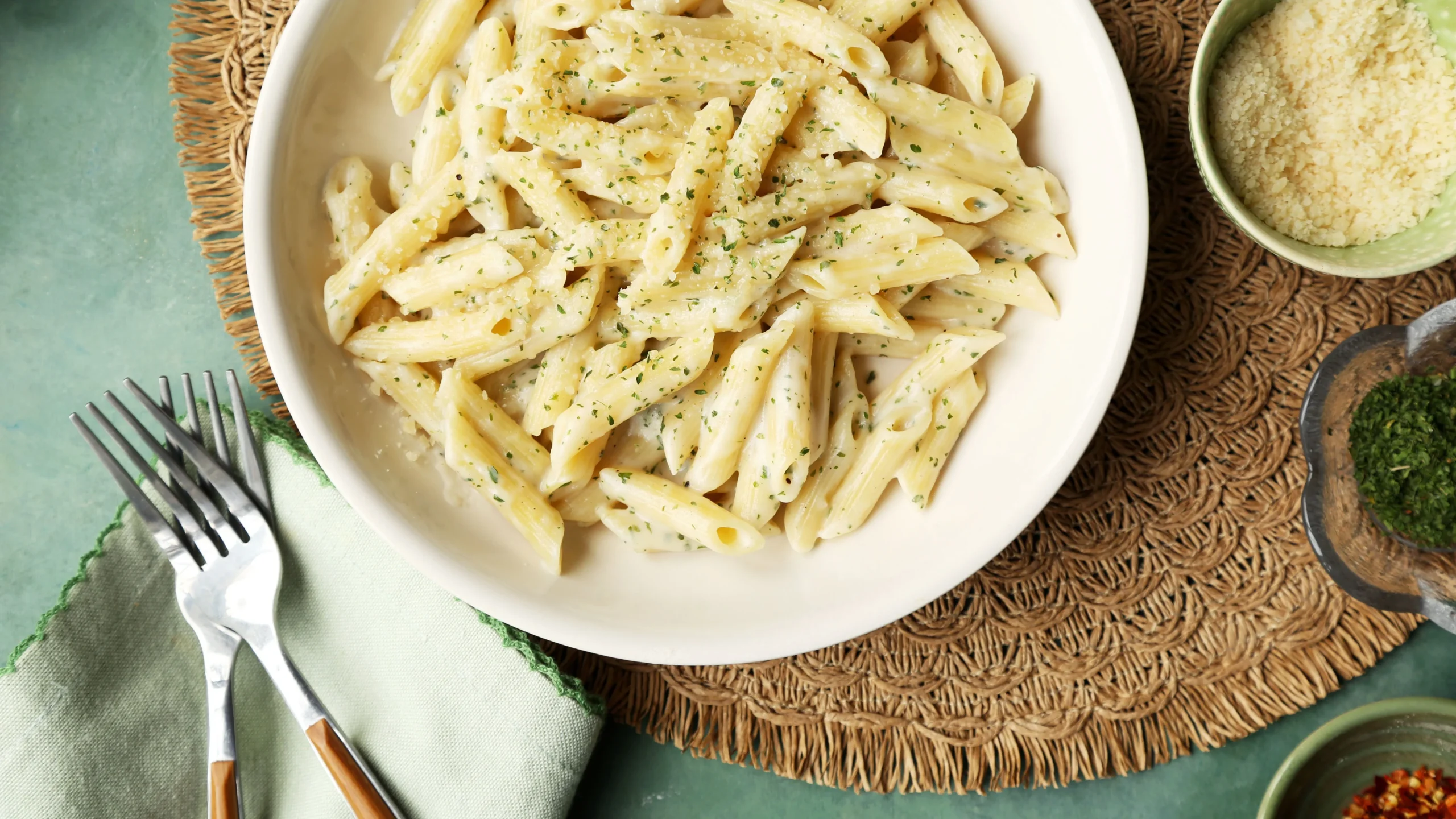 Spring Penne Pasta with Light Butter Sauce