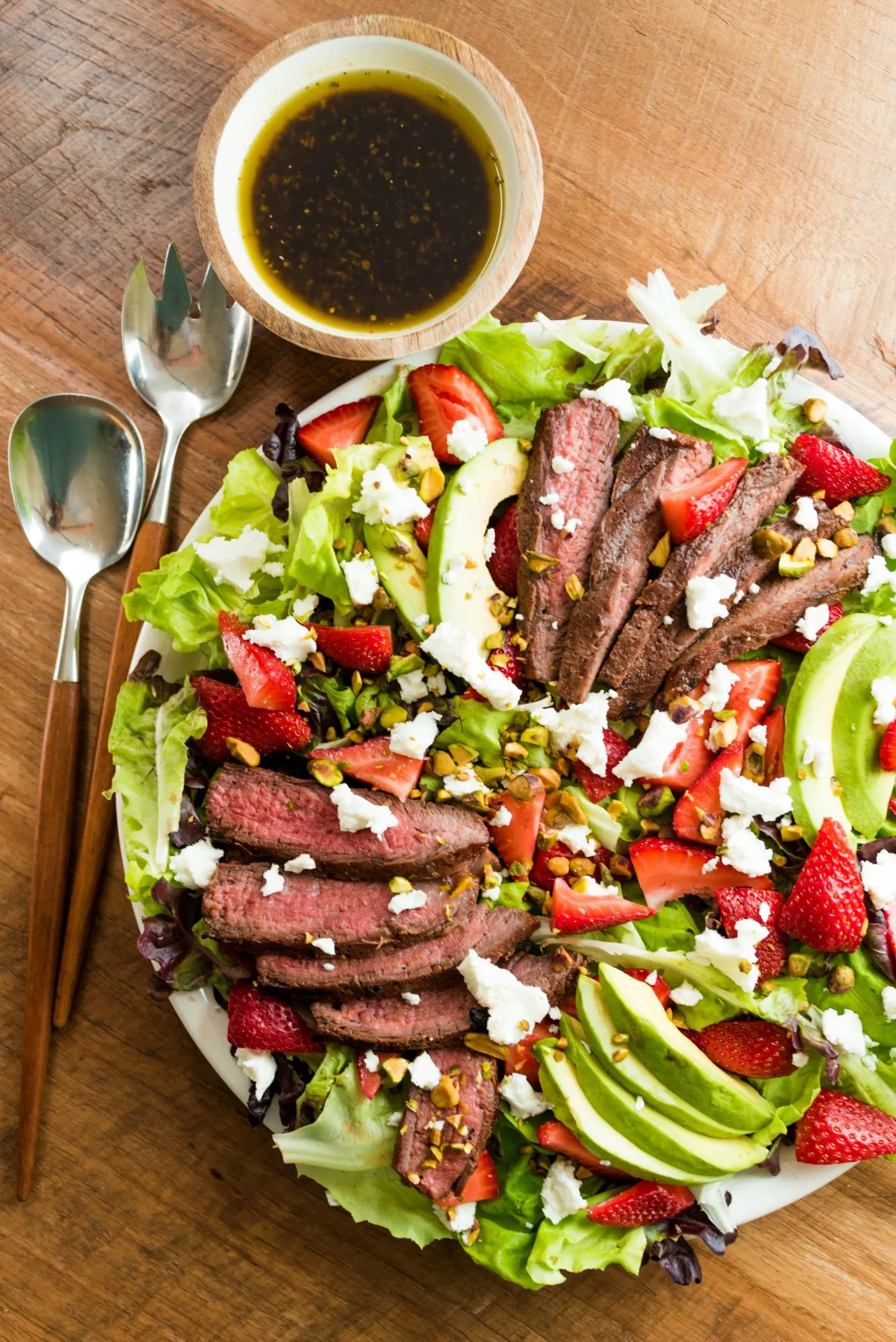Steak Salad with Berries, Avocado and Goddess Dressing