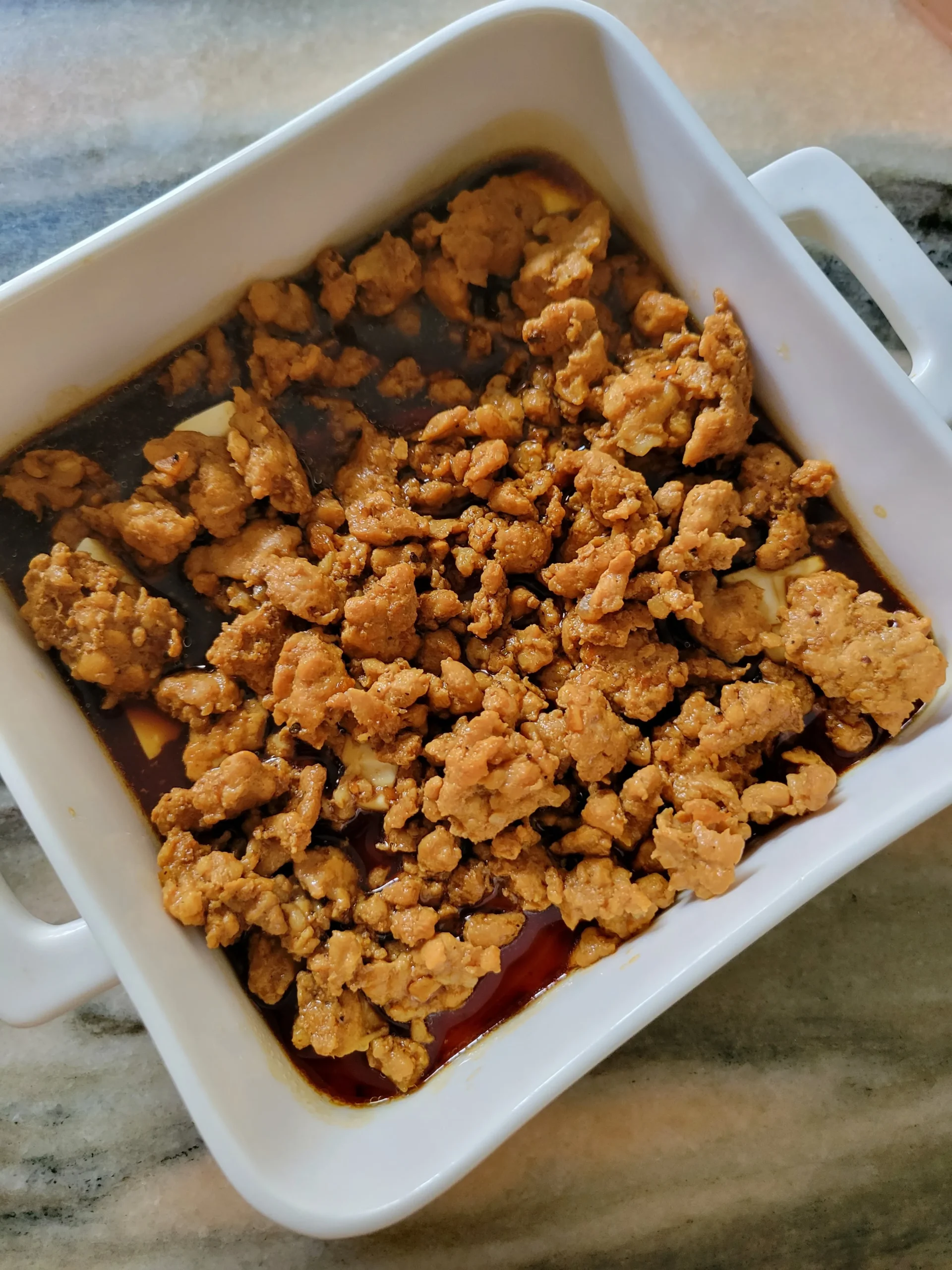 Steamed Egg and Tofu with Minced Pork