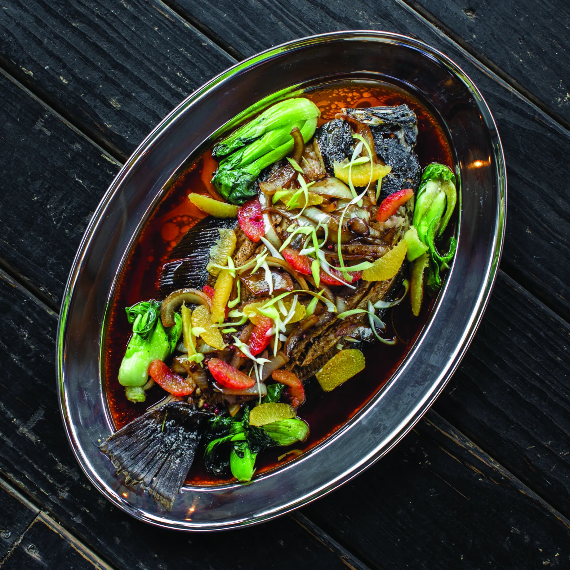 Steamed Flounder with Black Mushrooms and Ham