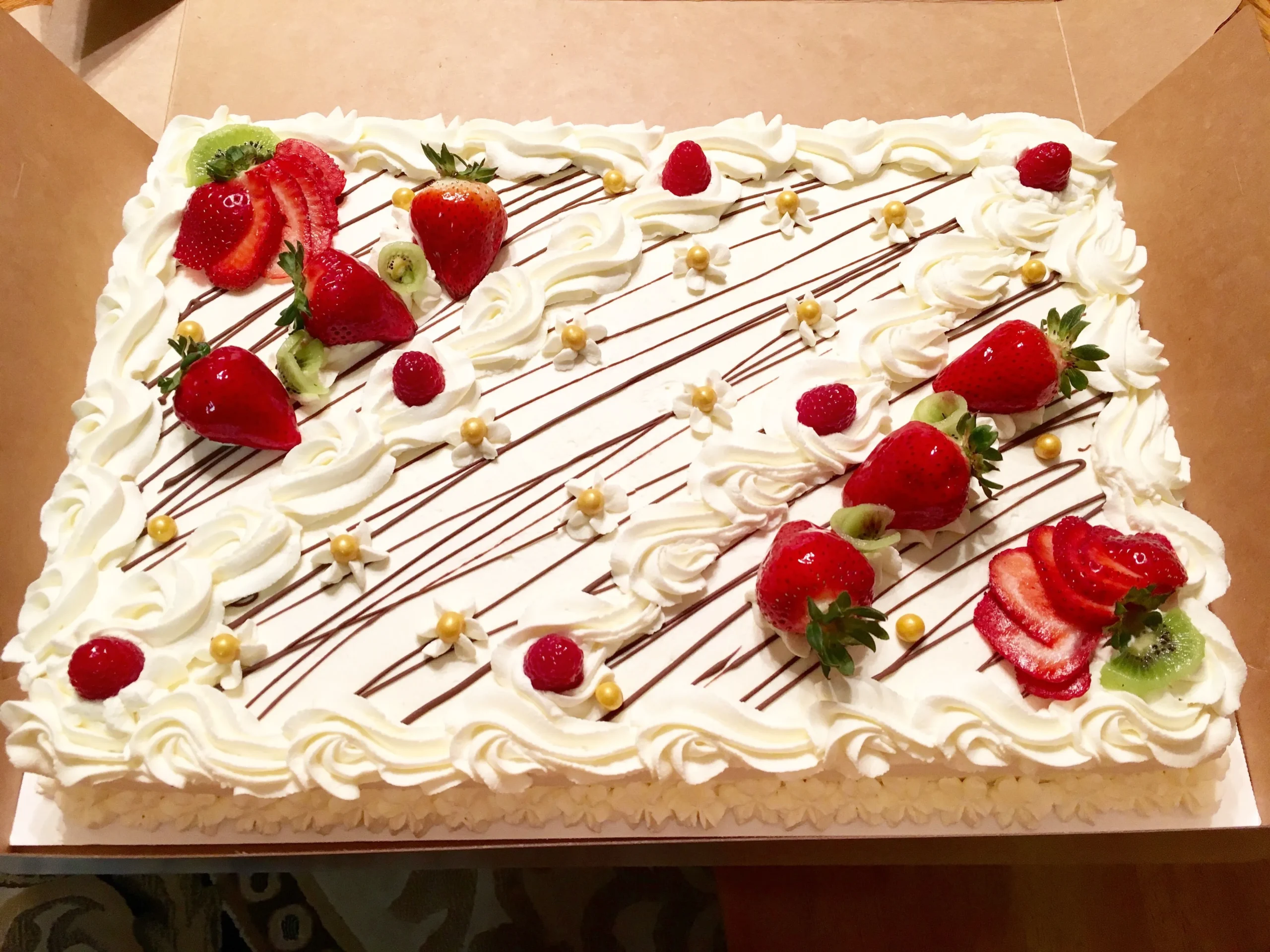 Strawberry Birthday Sheet Cake with Sprinkles