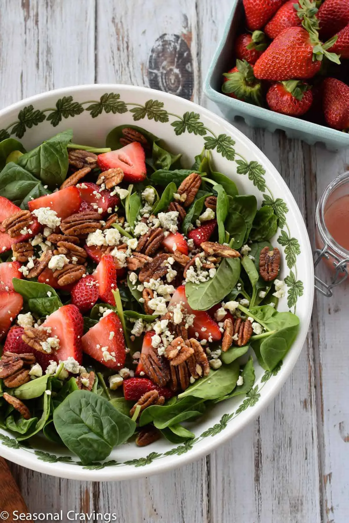 Strawberry Pecan Spinach Salad with Baked Chicken