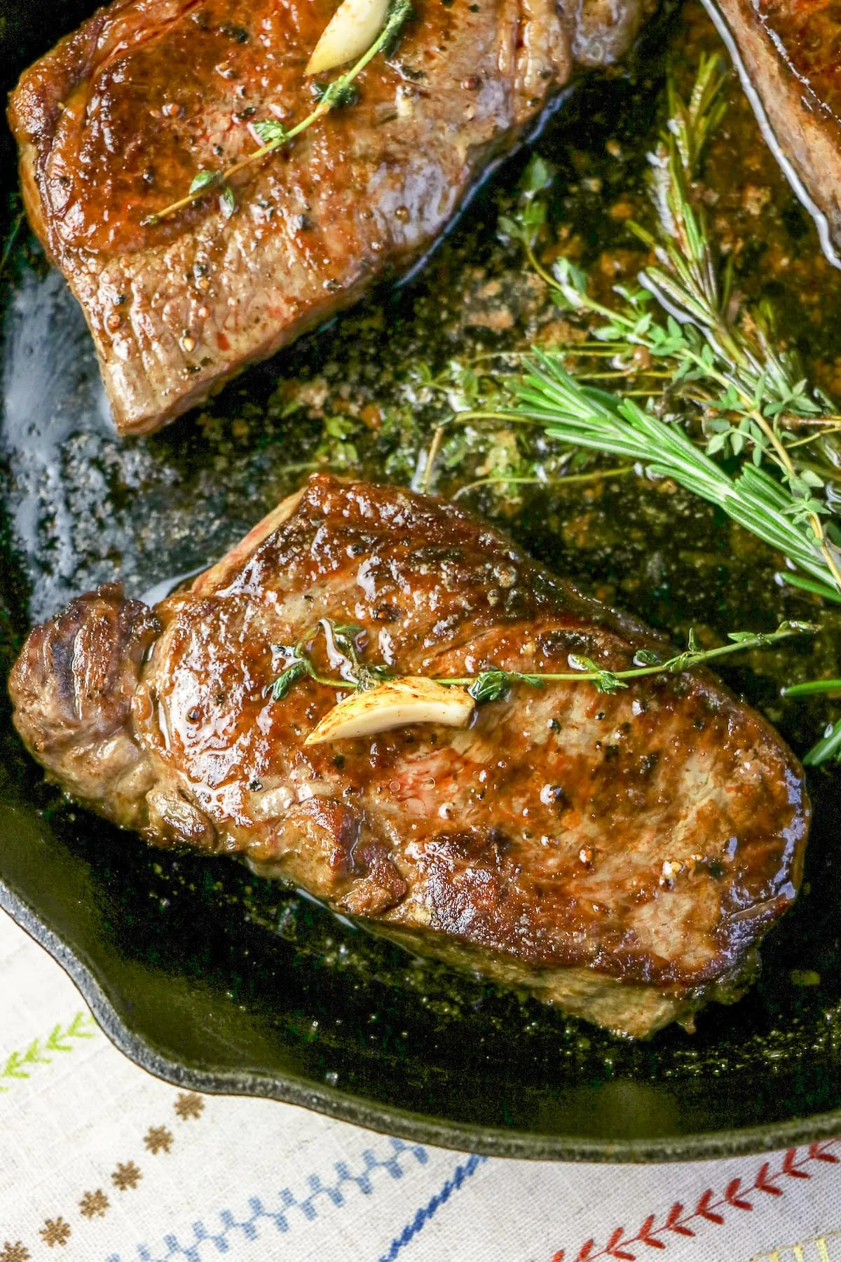 Strip Steaks with Rosemary Garlic Butter