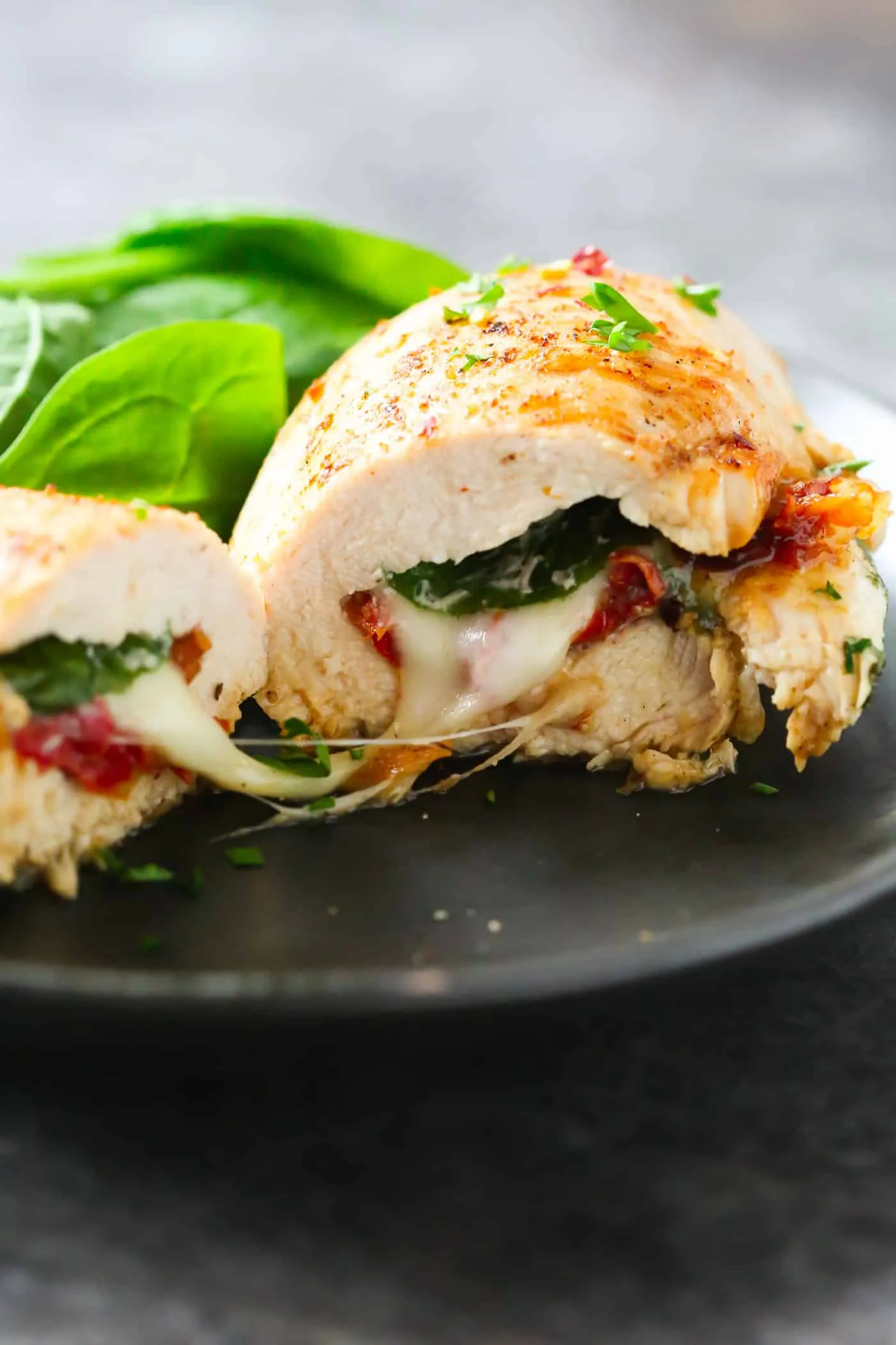 Sun Dried Tomato Spinach and Cheese Stuffed Chicken Breast