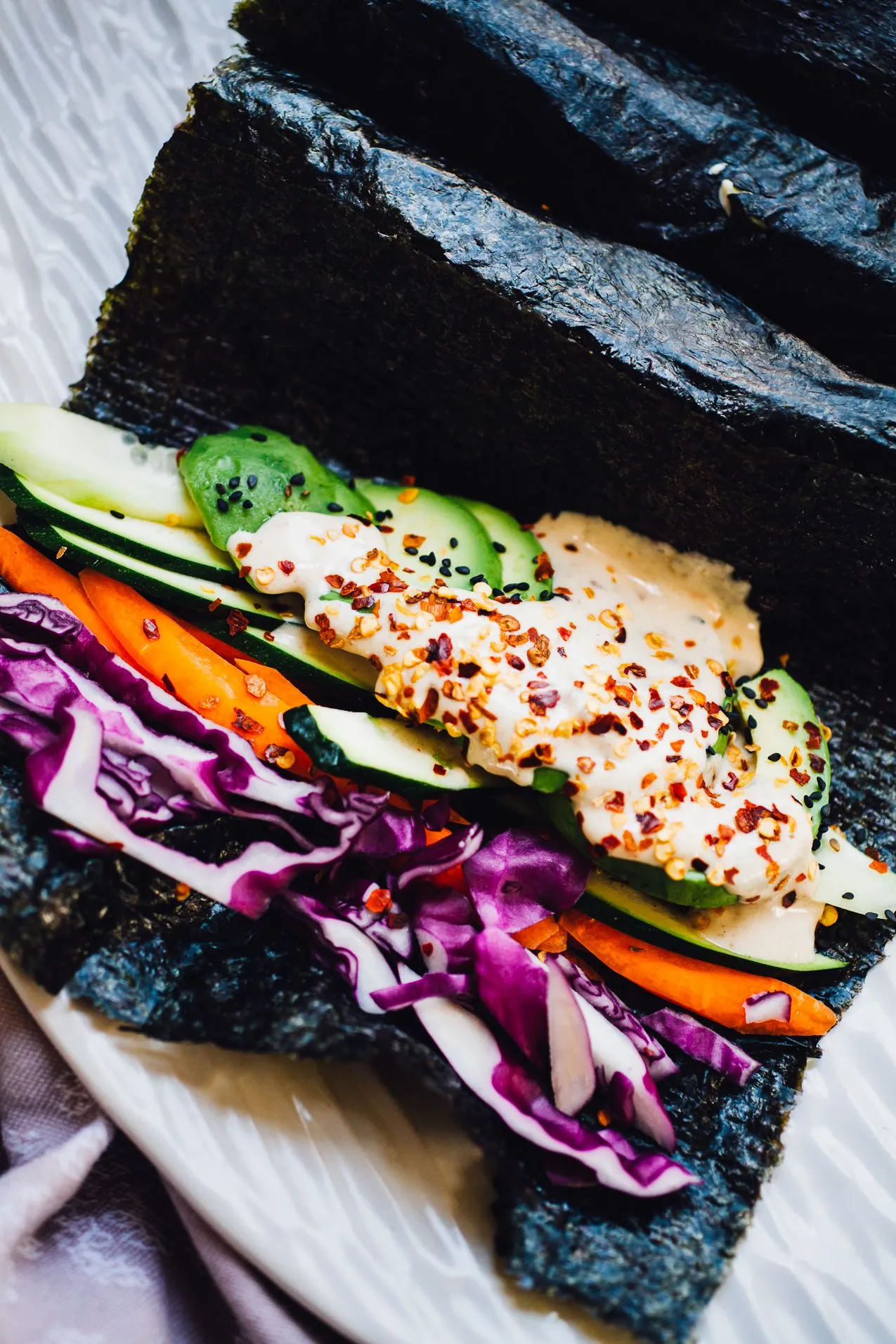 Sunrise Nori Wraps with Spicy Tahini Drizzle
