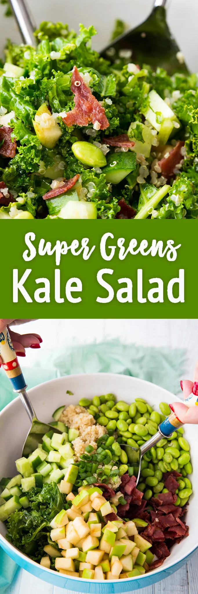 Super Green Kale Salad Apple Bacon Quinoa Edamame Salad