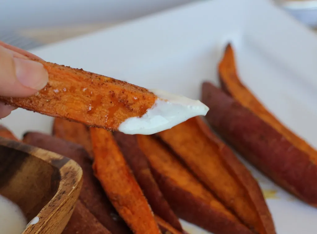 Sweet Potato Wedges with Lemongrass Yogurt Dip