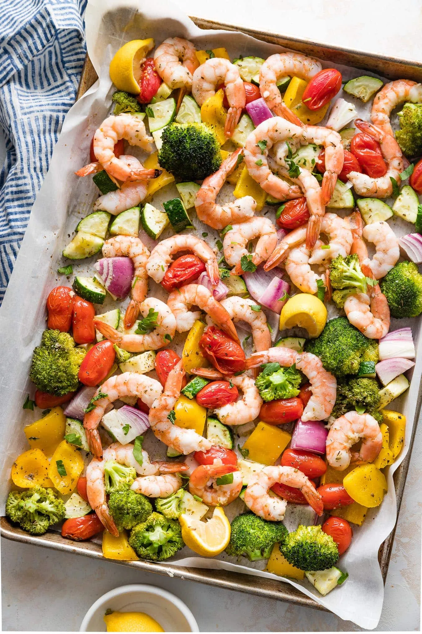 Sweet and Spicy Broiled Shrimp Sheet Pan Meal