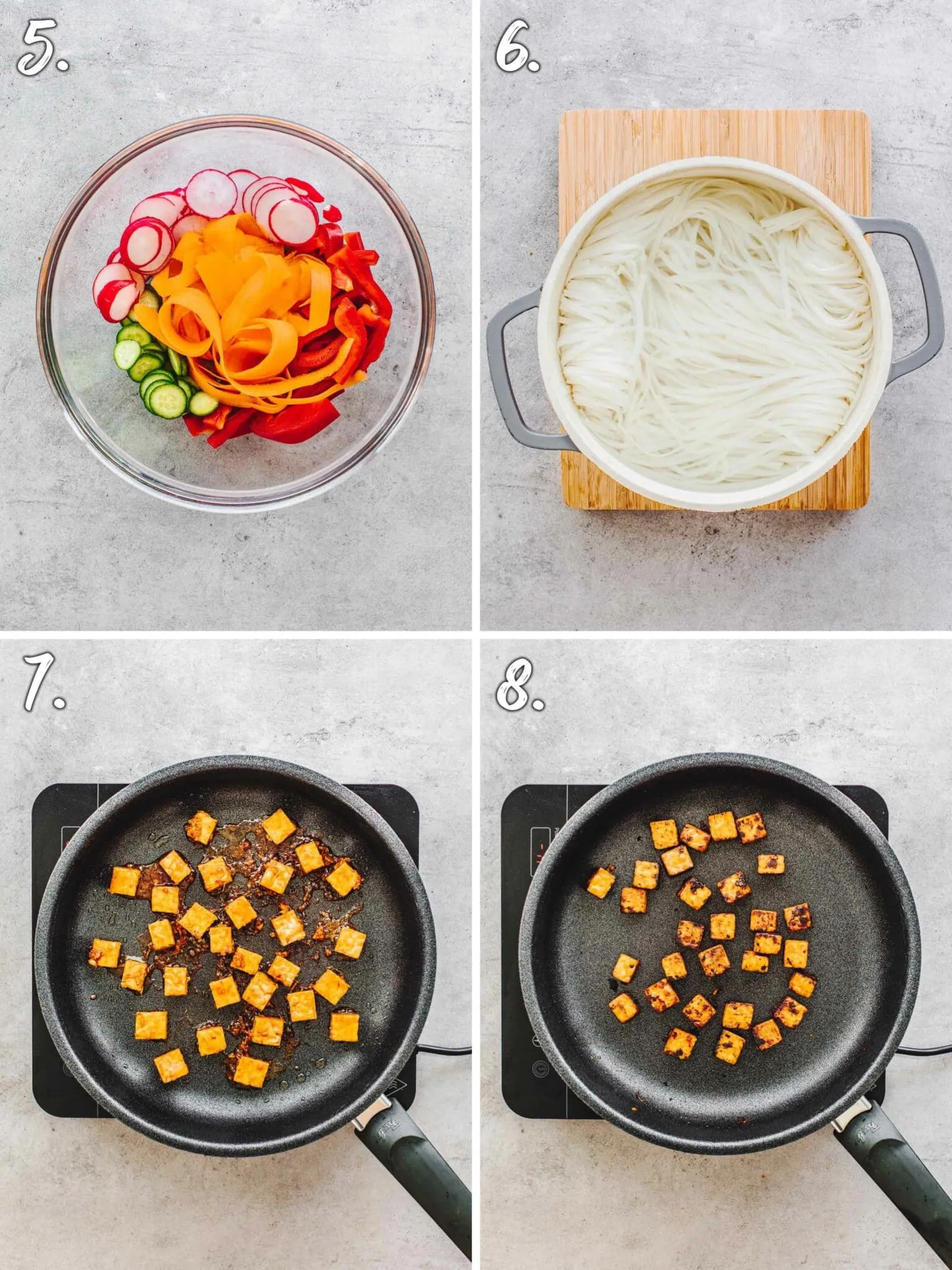 Tempeh Rice Noodle Bowl in Peanut Sauce