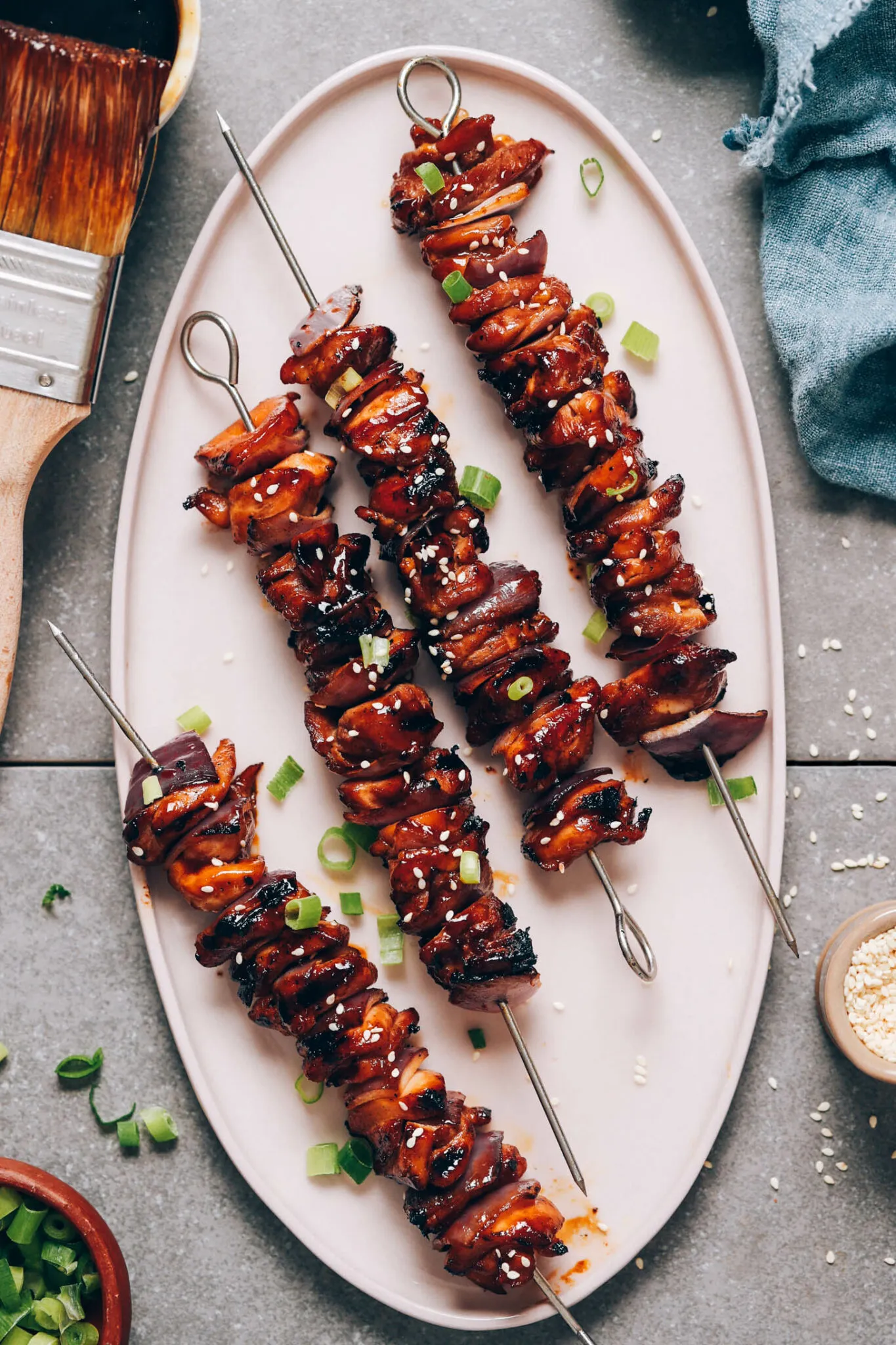 Teriyaki Chicken Skewers with Sesame Zucchini Noodles