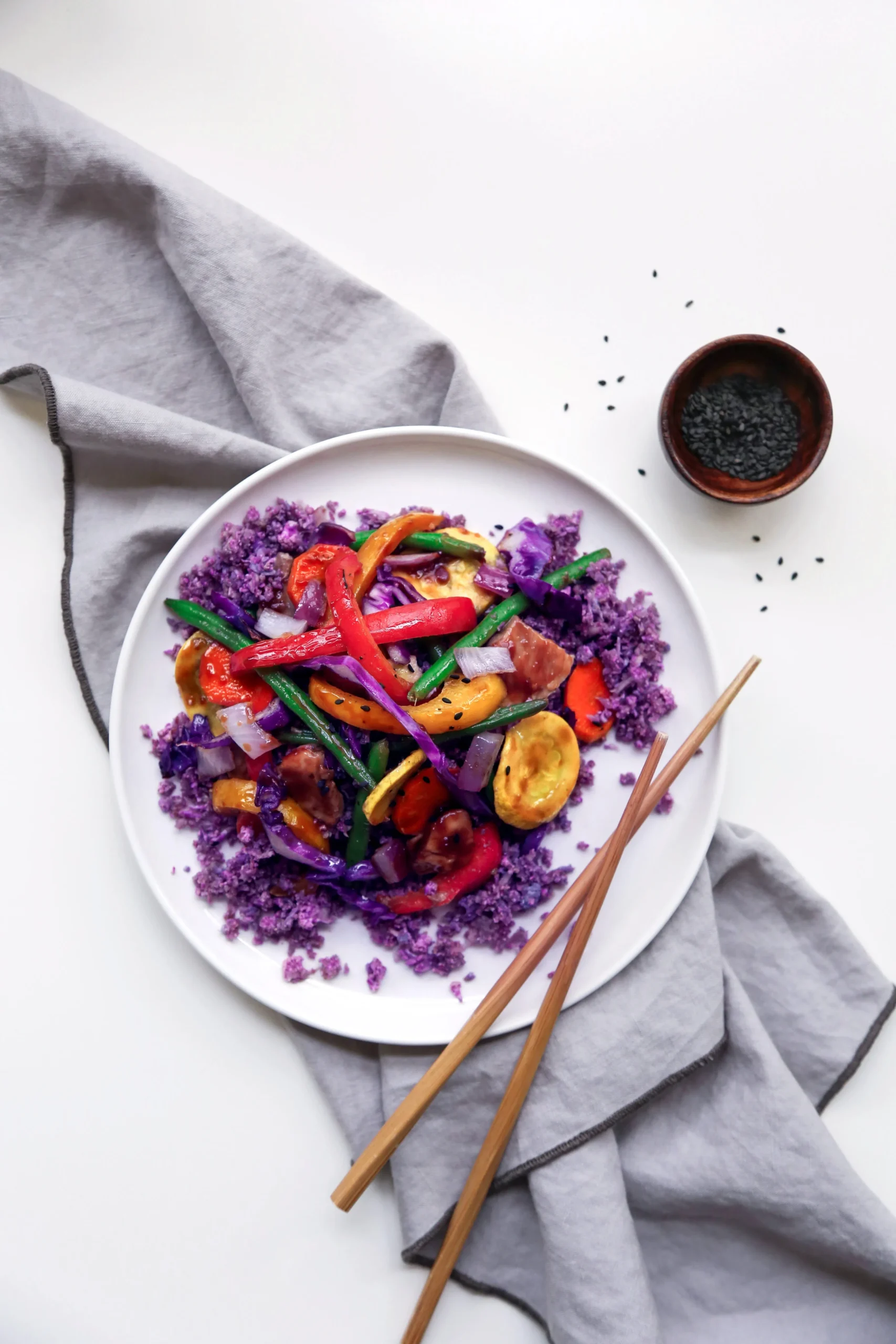 Teriyaki Stir Fry on Cauliflower Rice