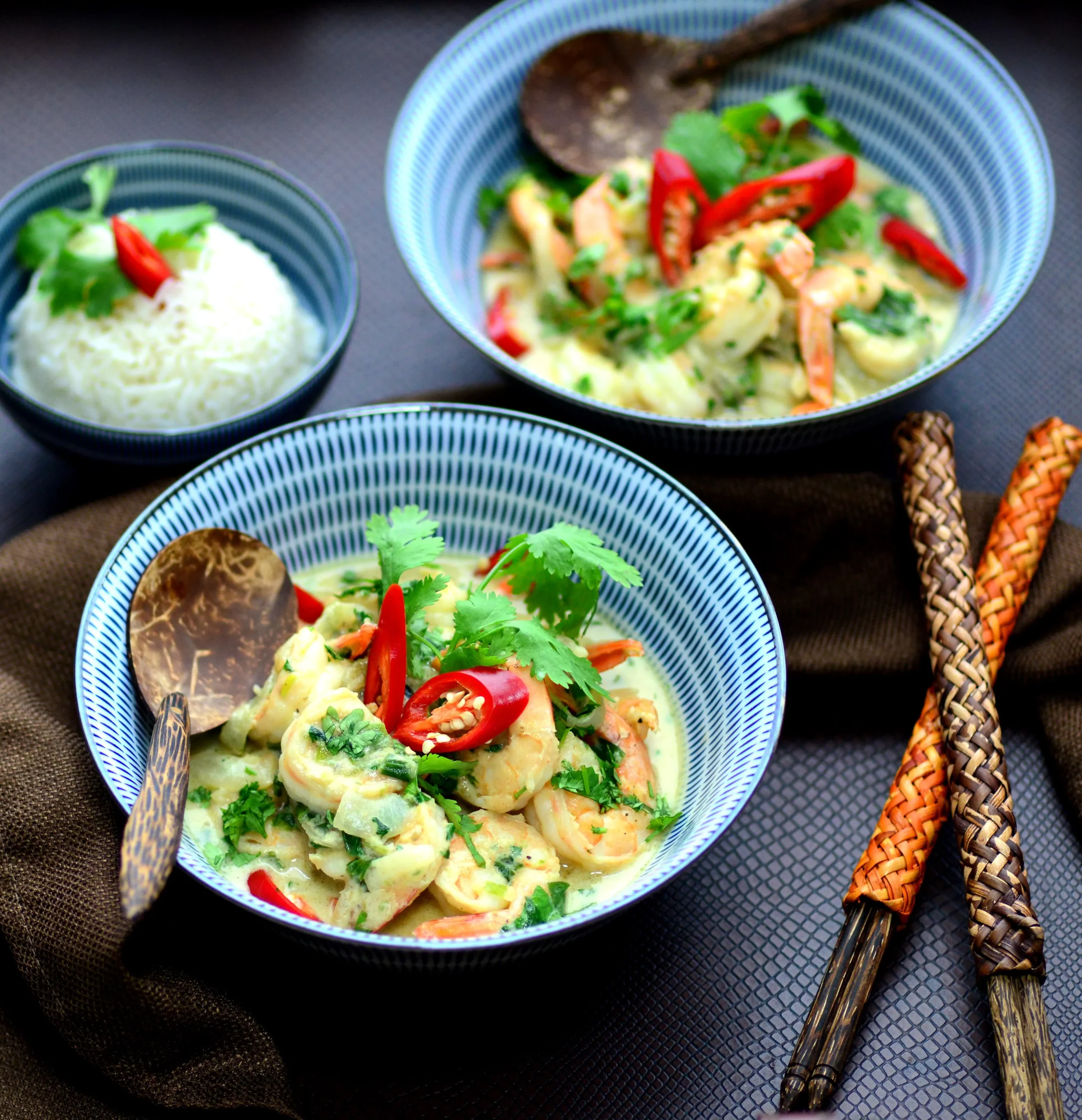 Thai Green Curry with Shrimp, Scallops, and Kale