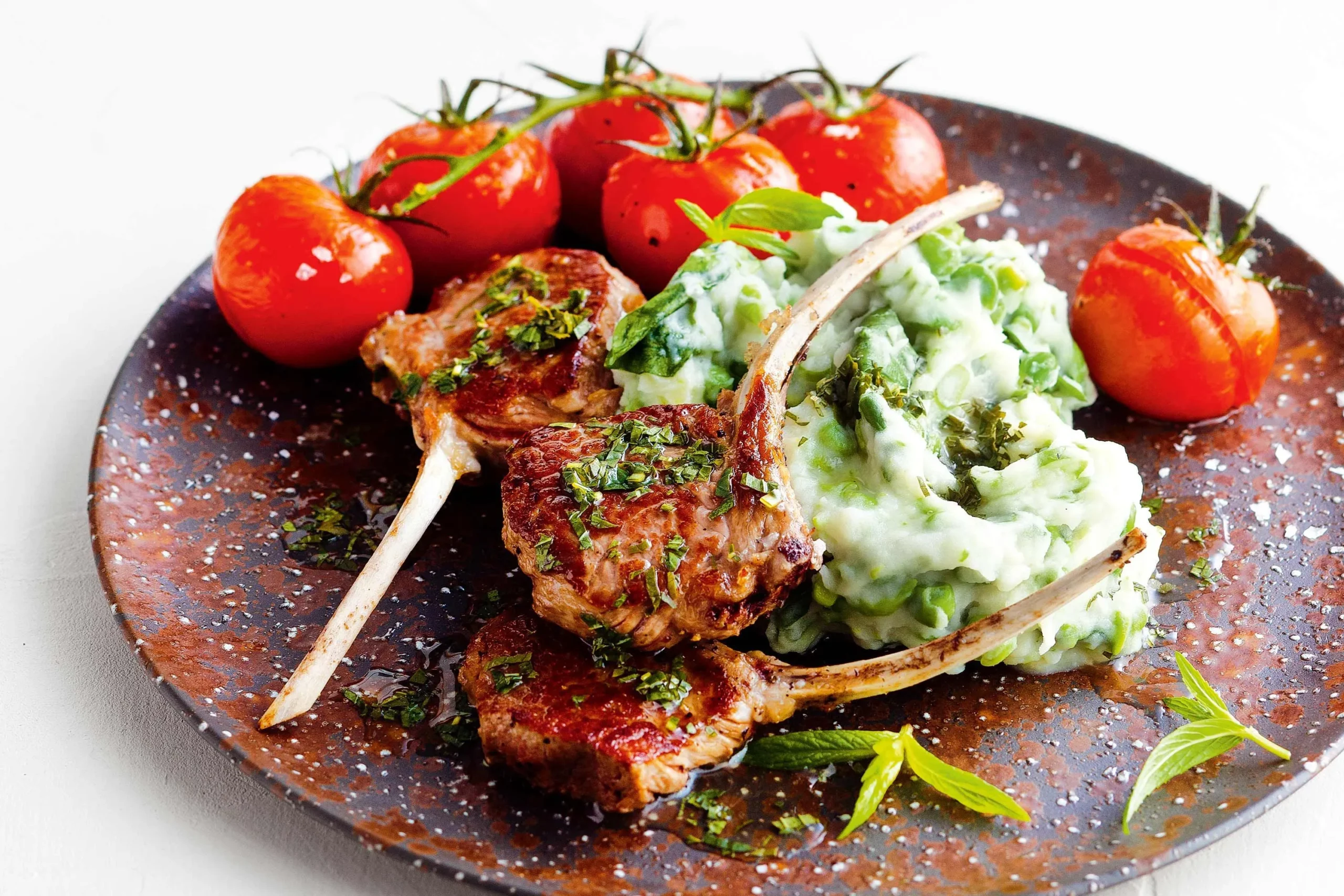 Tiny Rib Lamb Chops with Minted Vinegar Dipping Sauce