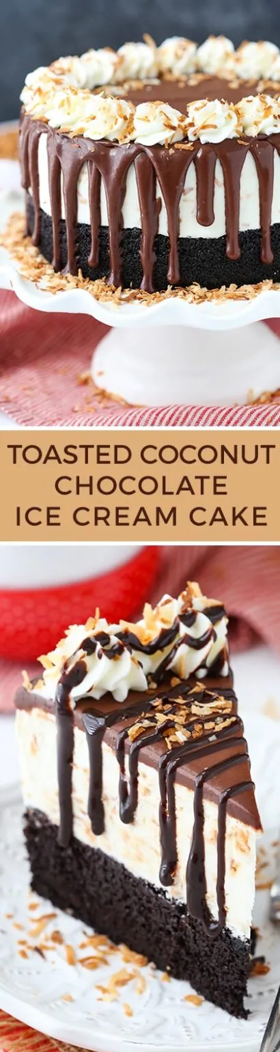 Toasted Coconut Chocolate Ice Cream Cake
