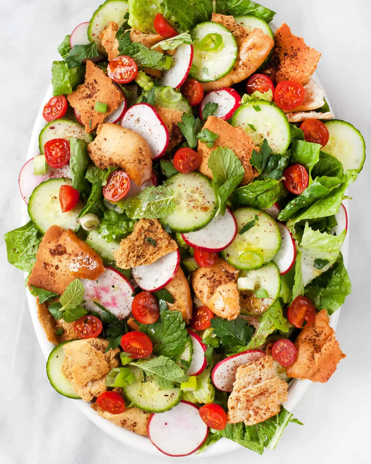 Toasted Pita Fattoush Quinoa Salad