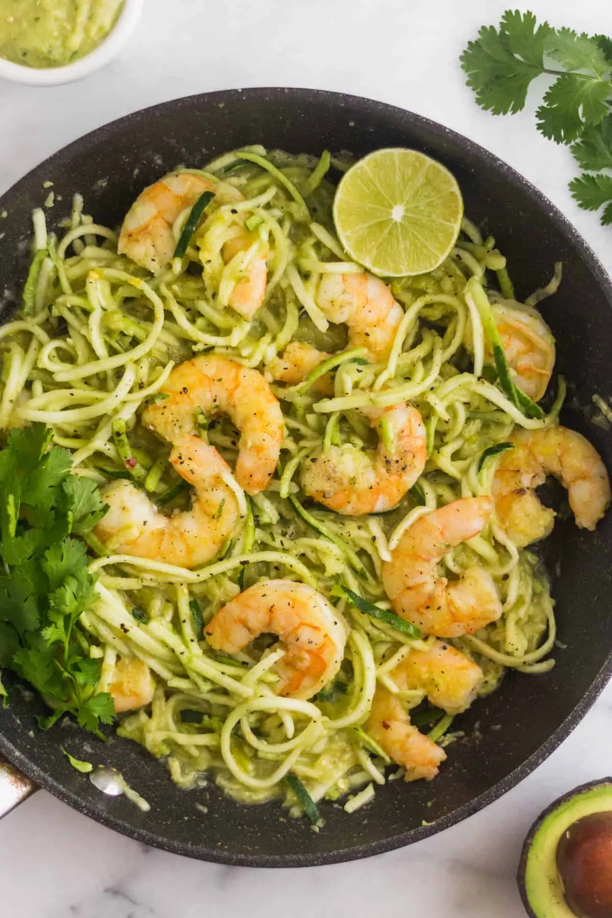 Tomatillo Salsa Shrimp Zucchini Noodles