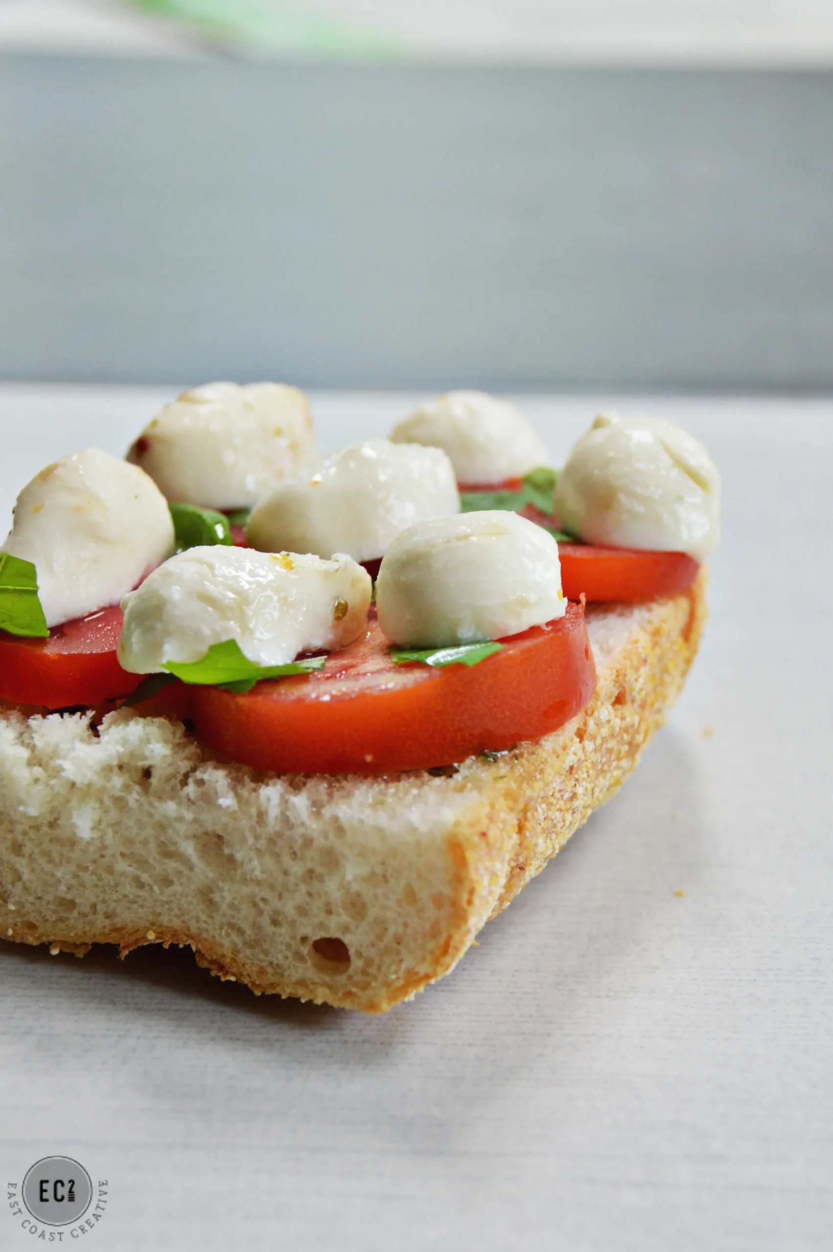 Tomato Basil Mozzarella Toasts
