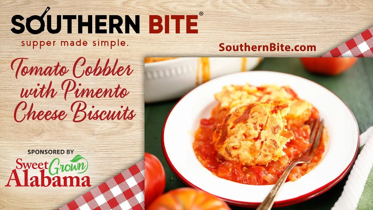 Tomato Cobbler with Pimento Cheese Biscuits