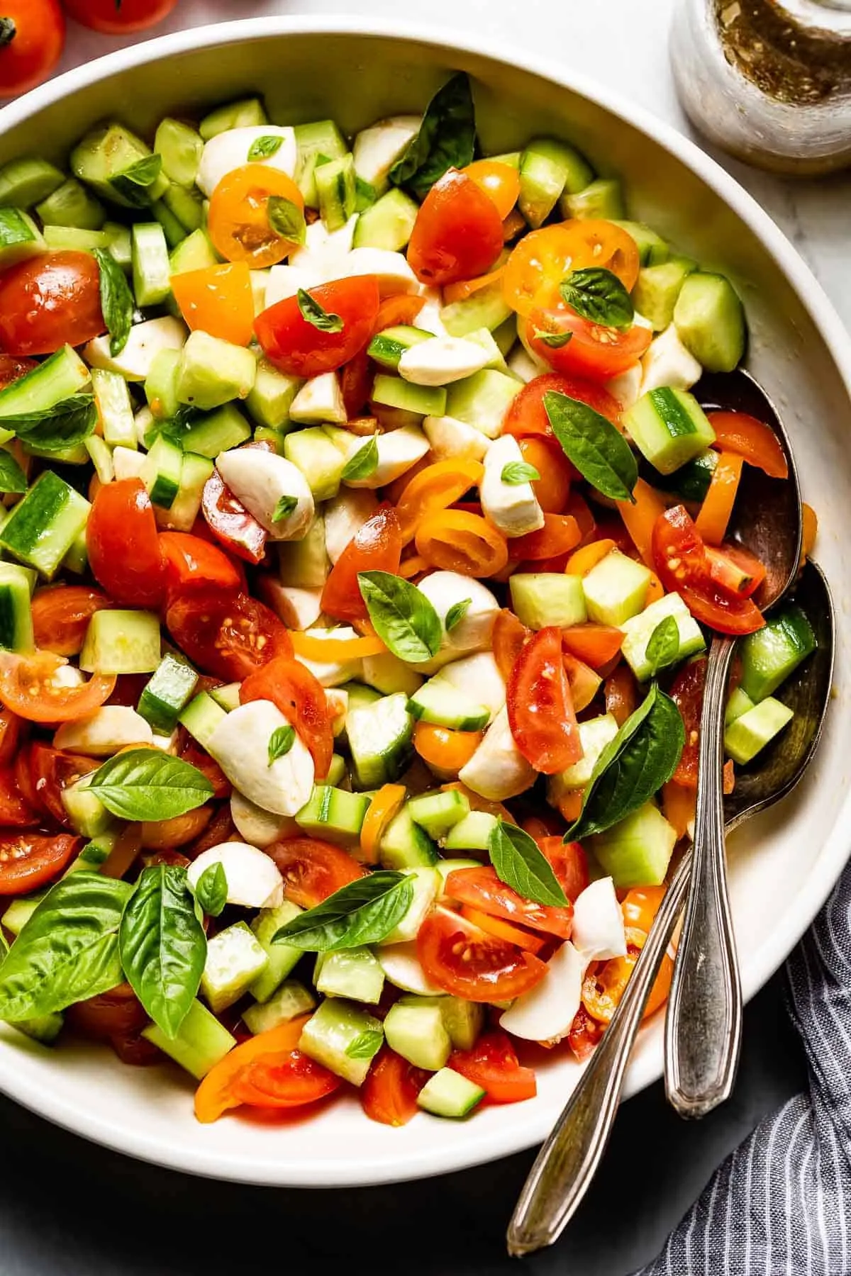 Tomato Cucumber and Mozzarella Cheese Salad