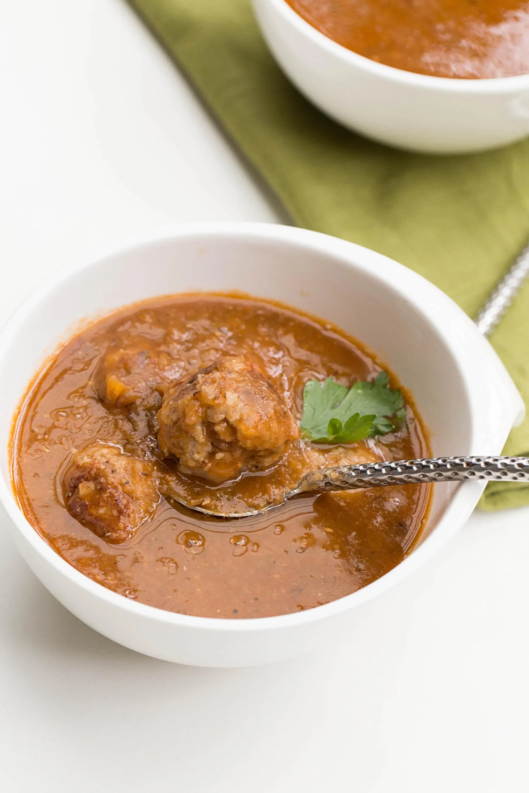 Tomato Lentil Soup with Meatballs