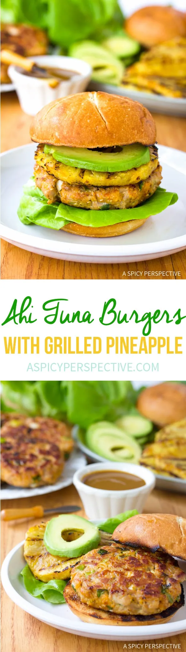 Tuna Burgers with Grilled Pineapple and Lemon Mayo