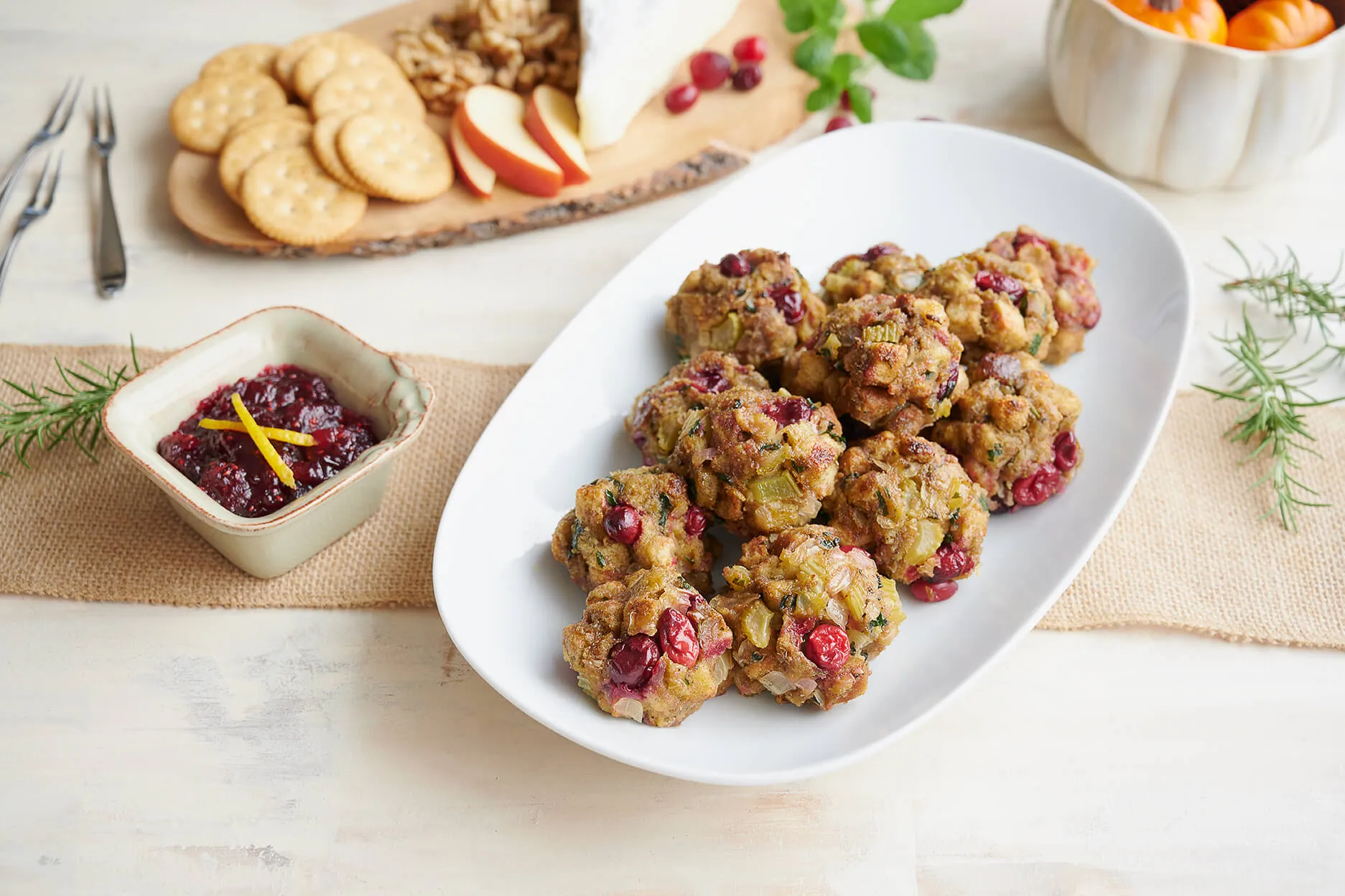 Turkey and Stuffing Bites with Cranberry Dipping Sauce