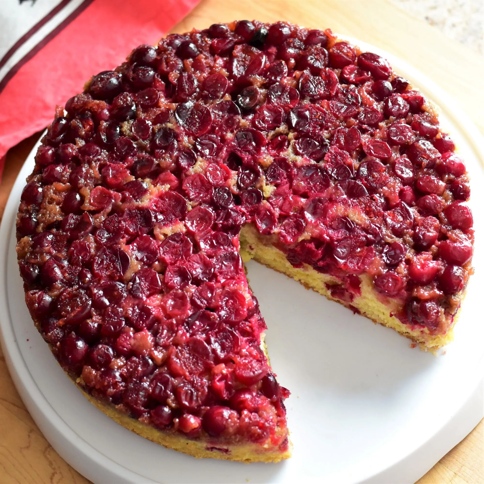 Upside Down Cranberry and Elderflower Cake
