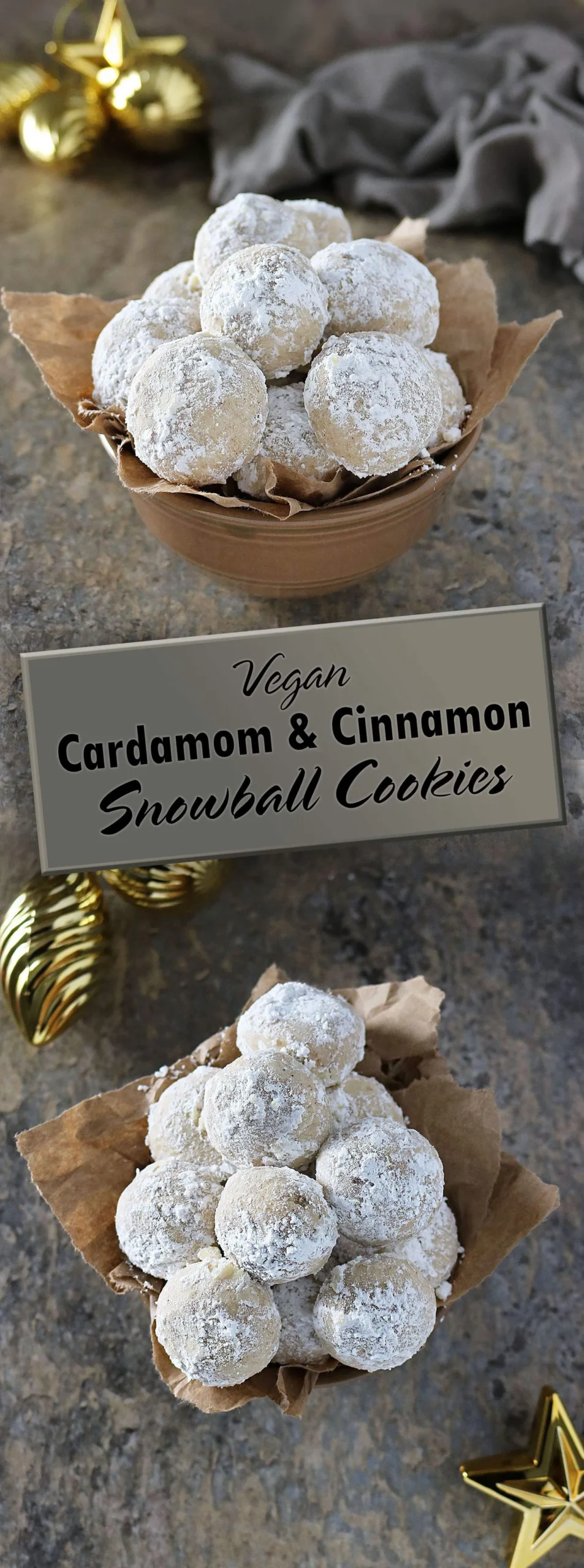 Vegan Cardamom Cinnamon Snowball Cookies