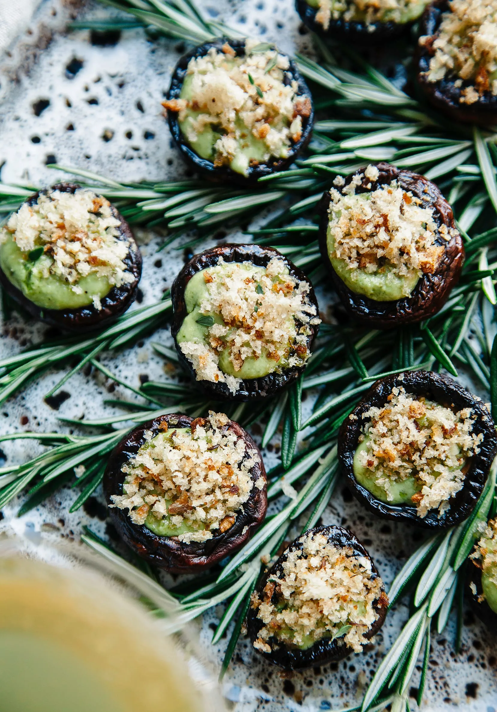 Vegan Pesto Stuffed Mushrooms