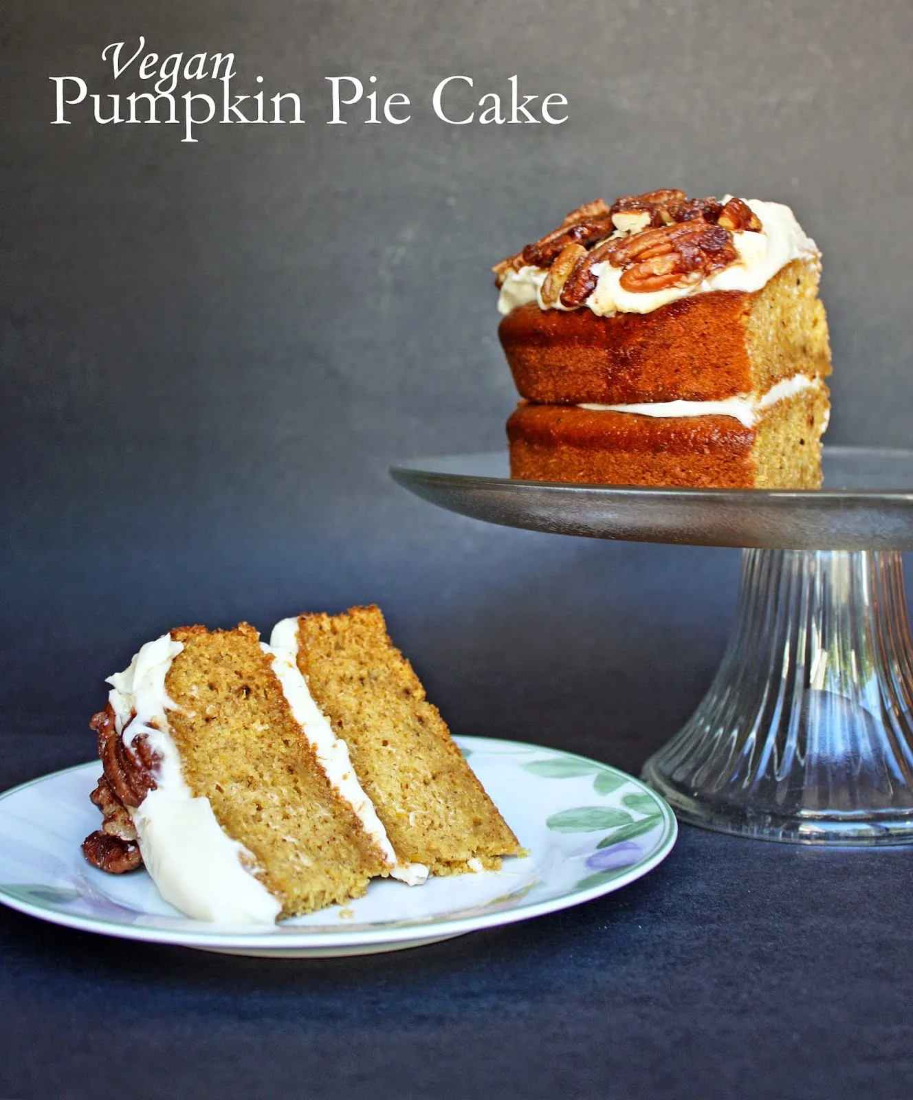 Vegan Pumpkin Cake with Pecan Frosting