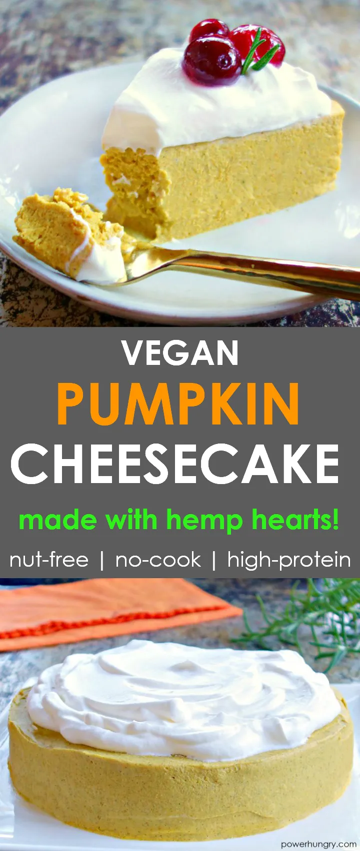 Vegan Pumpkin Hemp Heart Cheesecake