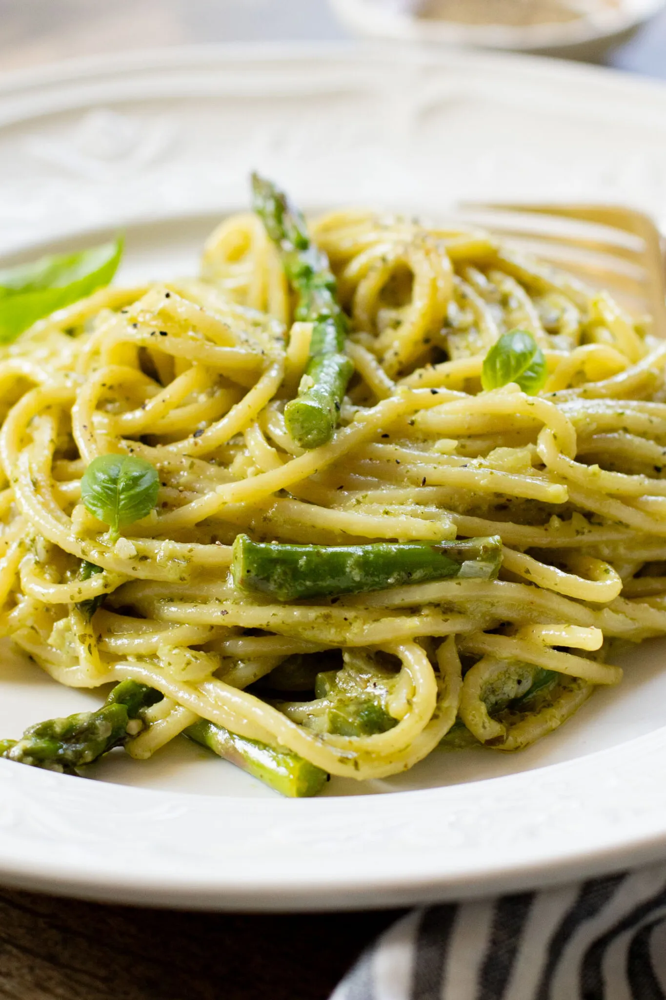 Vegan Shaved Asparagus Pesto Pasta