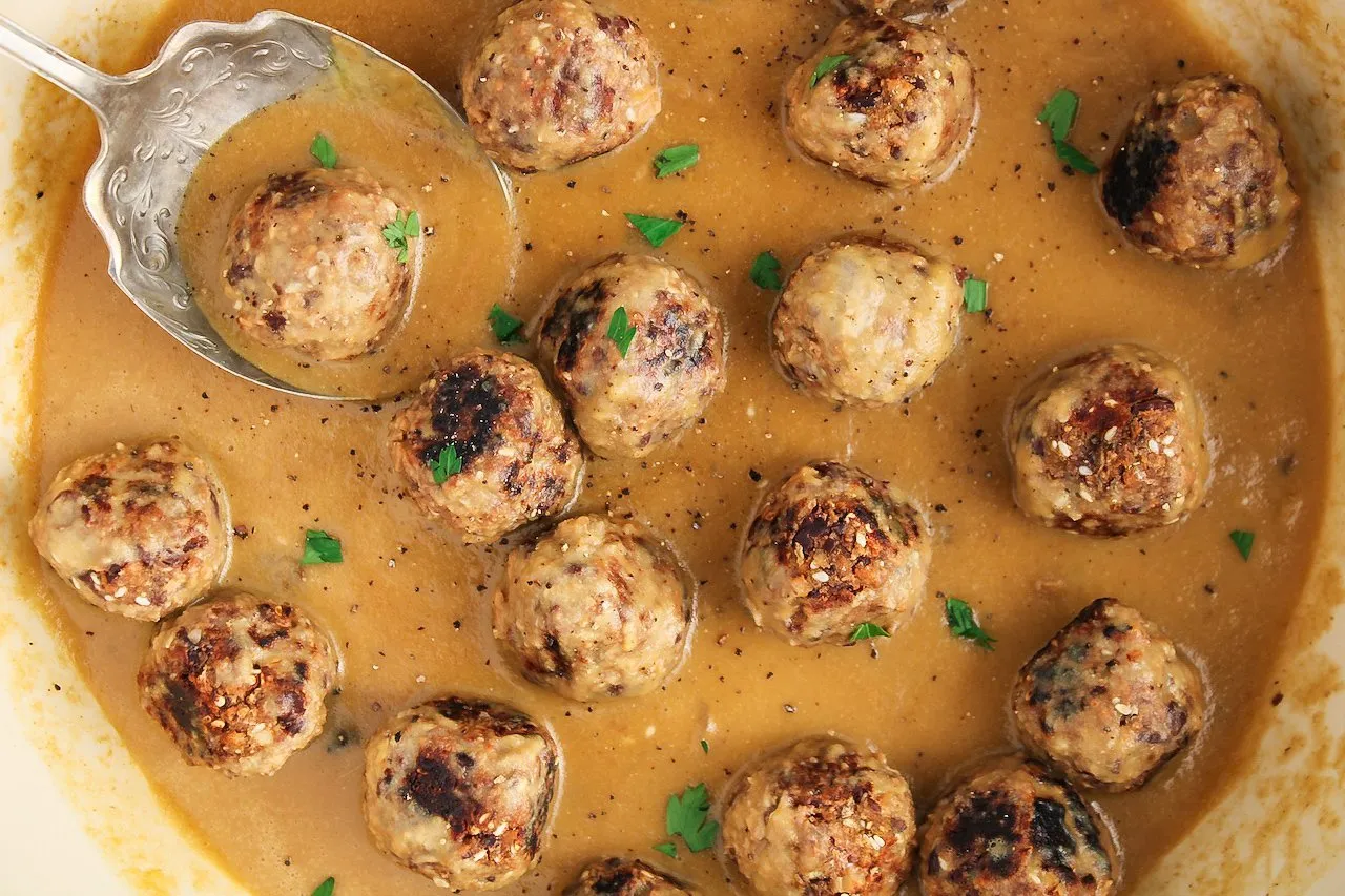 Vegan Swedish TVP Meatballs with Black Beans