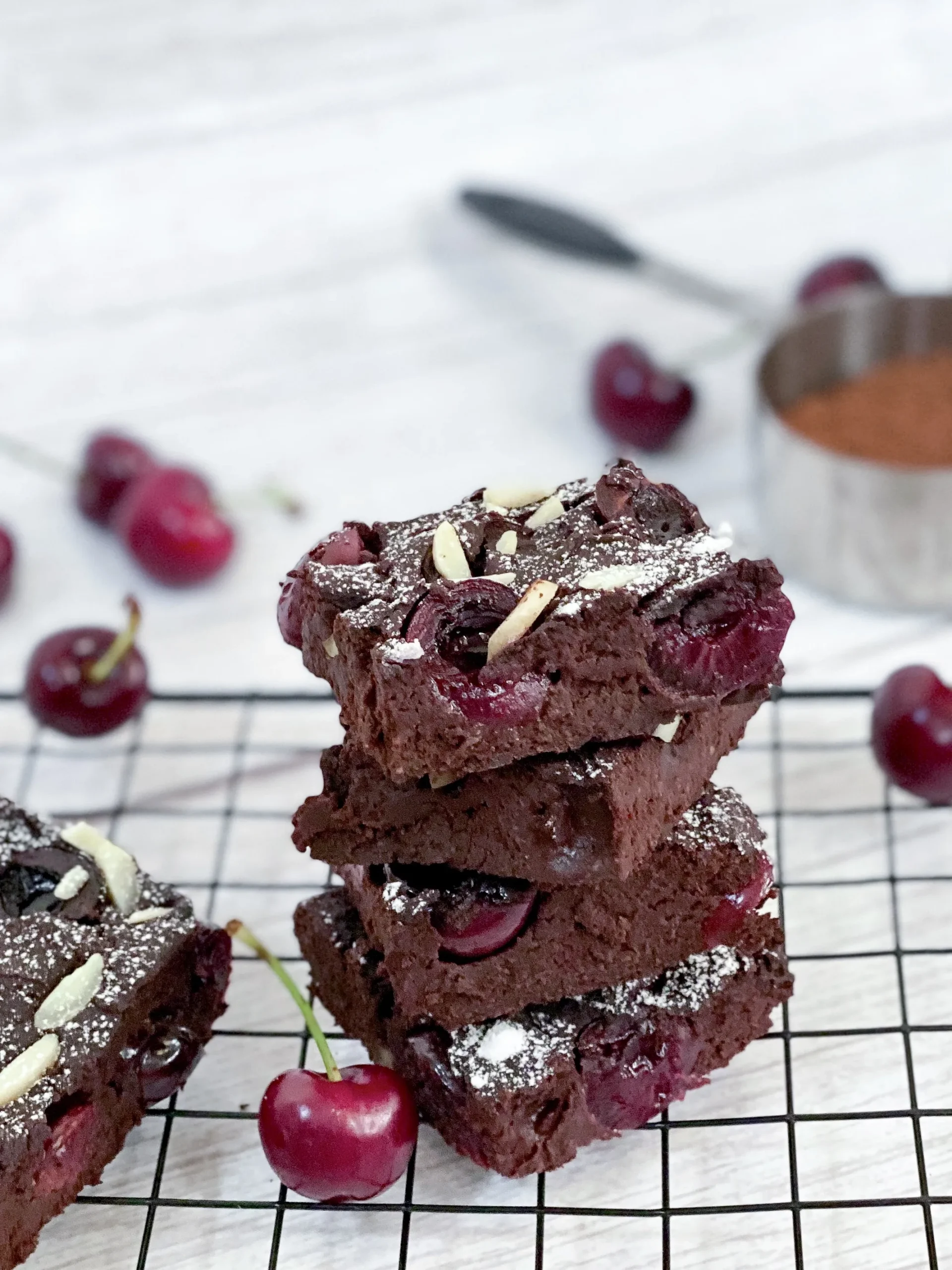 Vegan Yogurt Brownies with Cherries