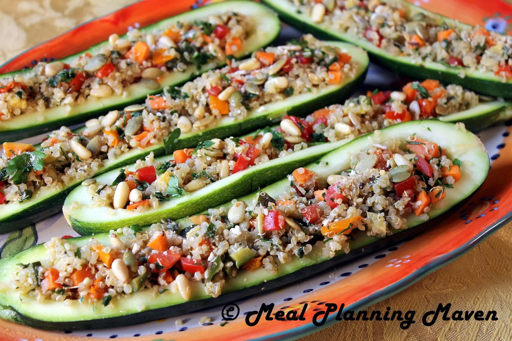 Vegetarian Quinoa Stuffed Grilled Zucchini