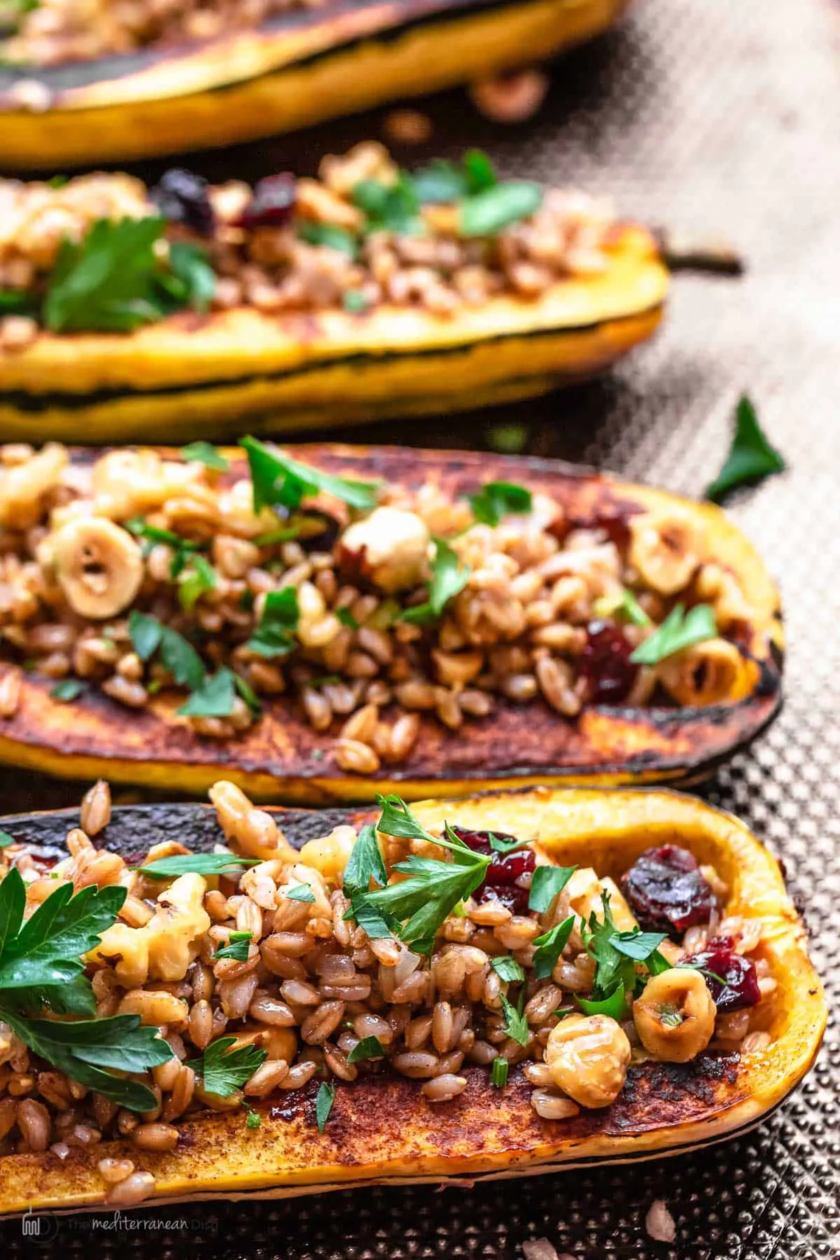 Vegetarian Stuffed Delicata Squash with Farro