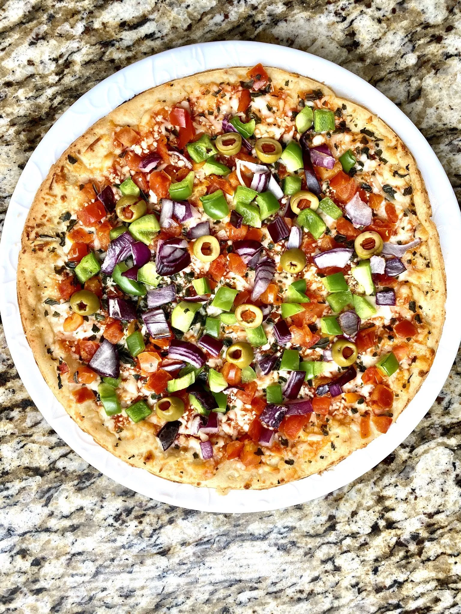 Veggie Supreme Pizza on Cheesy Cauliflower Ranch Crust