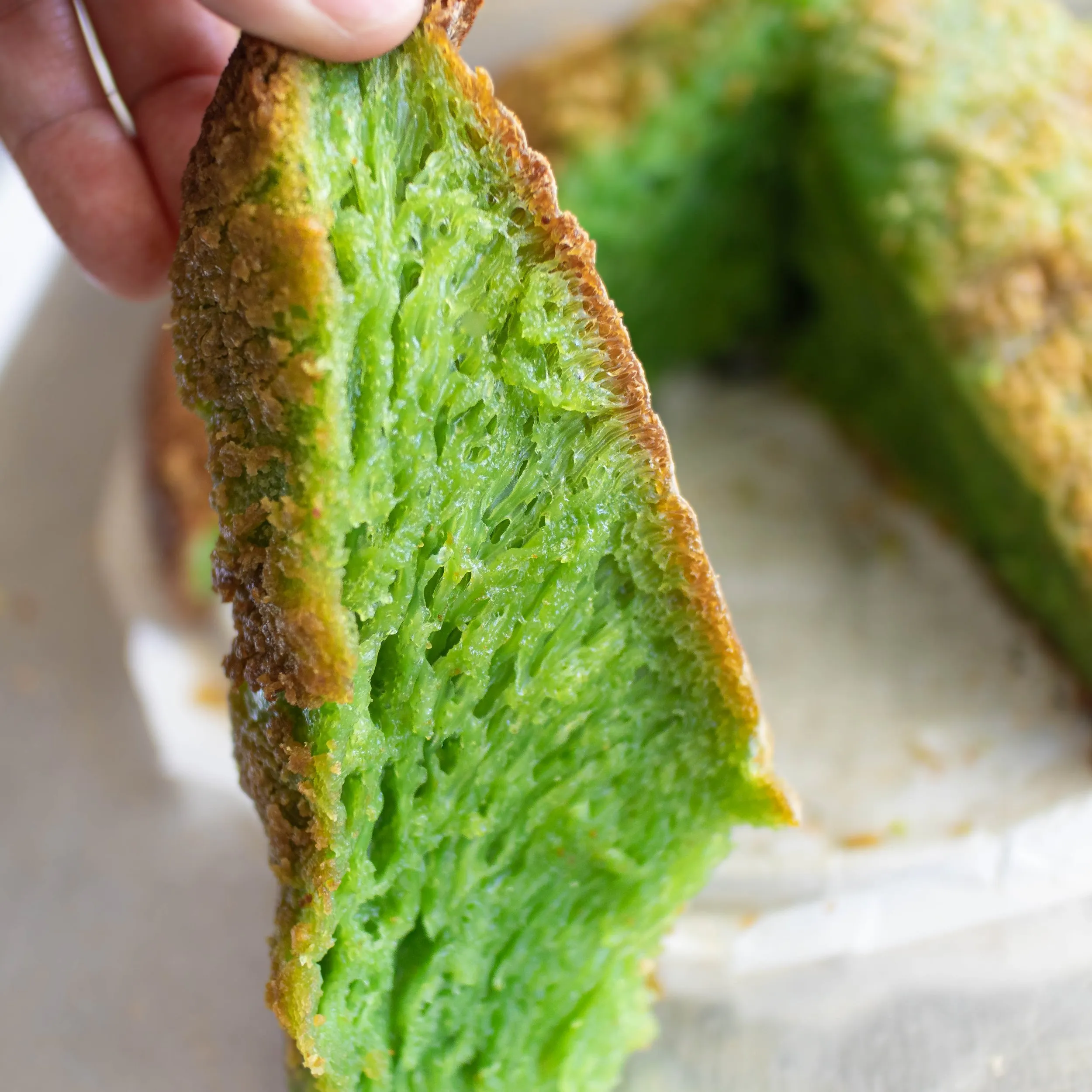 Vietnamese Baked Honeycomb Pandan Cake