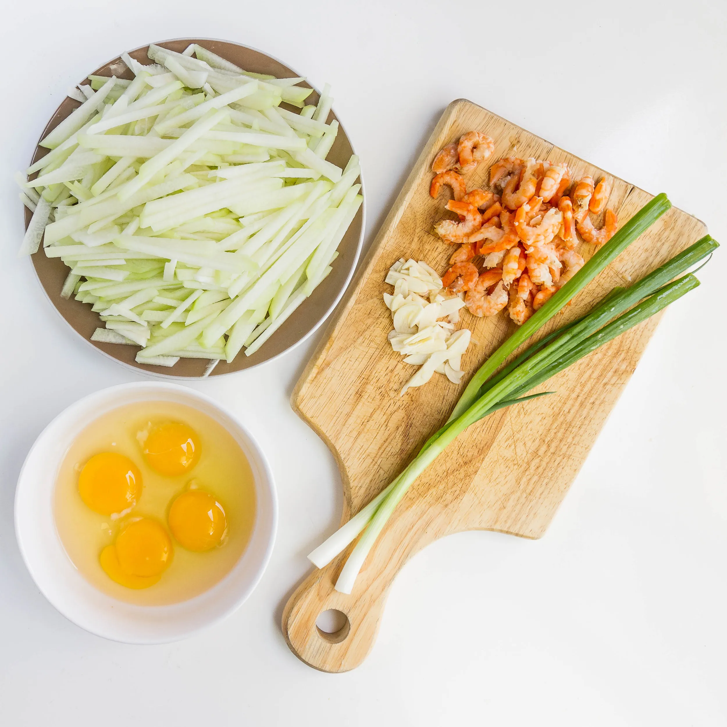 Vietnamese Chayote and Dried Shrimp Omelette (Trung Chien Su Su Tom Kho)
