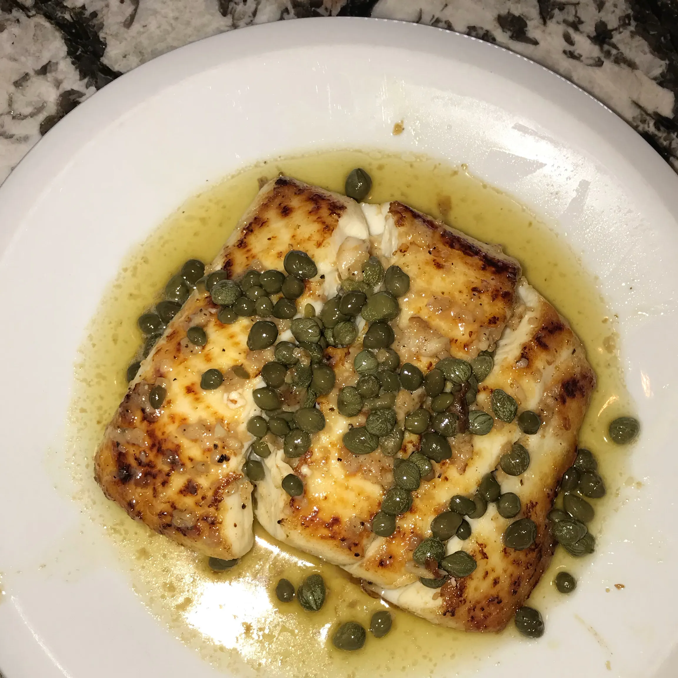 Vine Cooked Halibut with Capers and Pernod