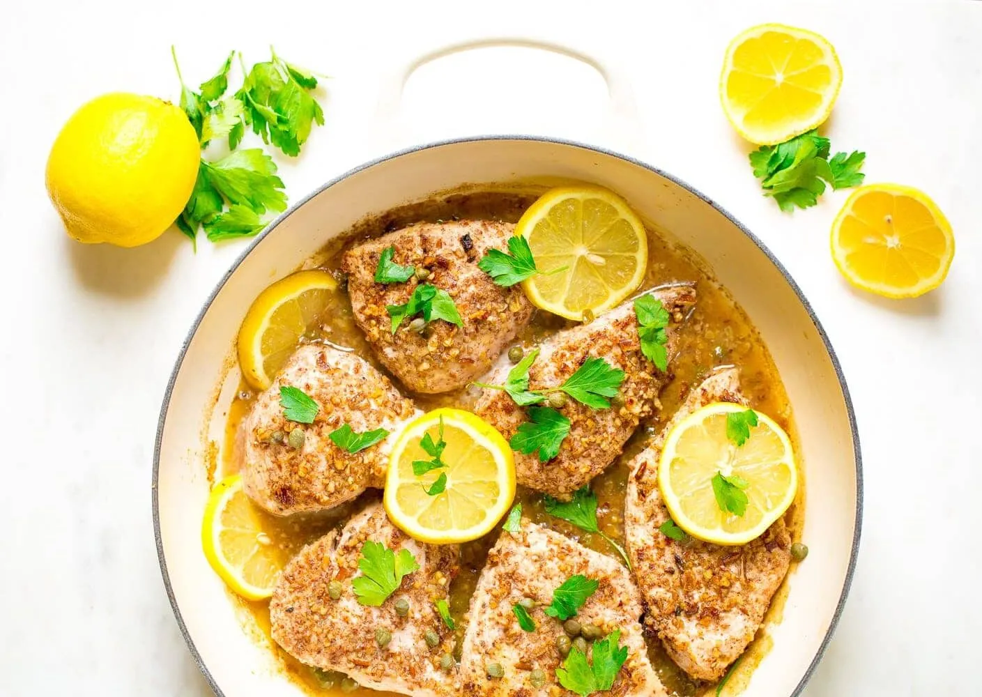 Walnut Crusted Lemon Chicken Piccata