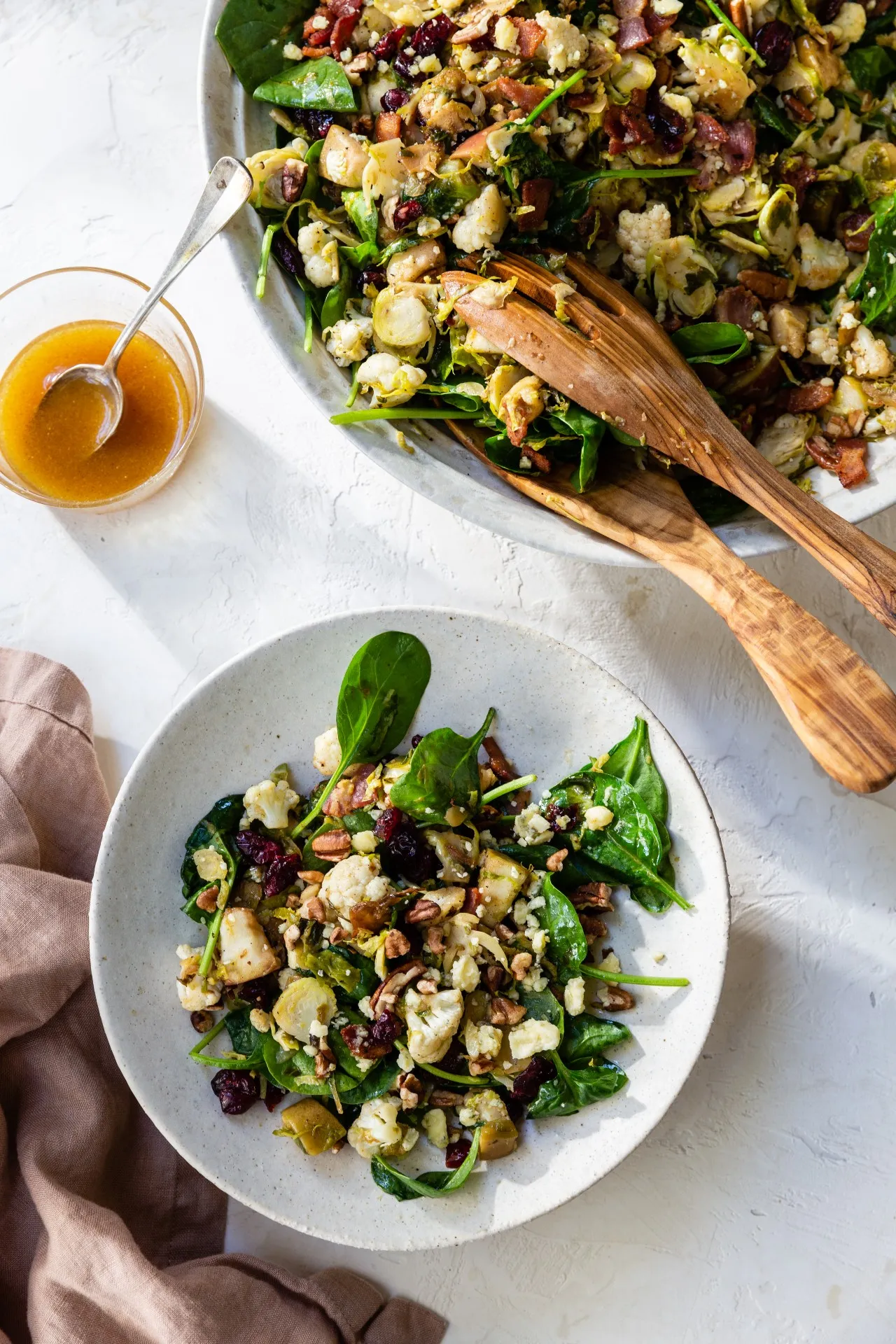 Warm Brussels Sprout Spinach Salad