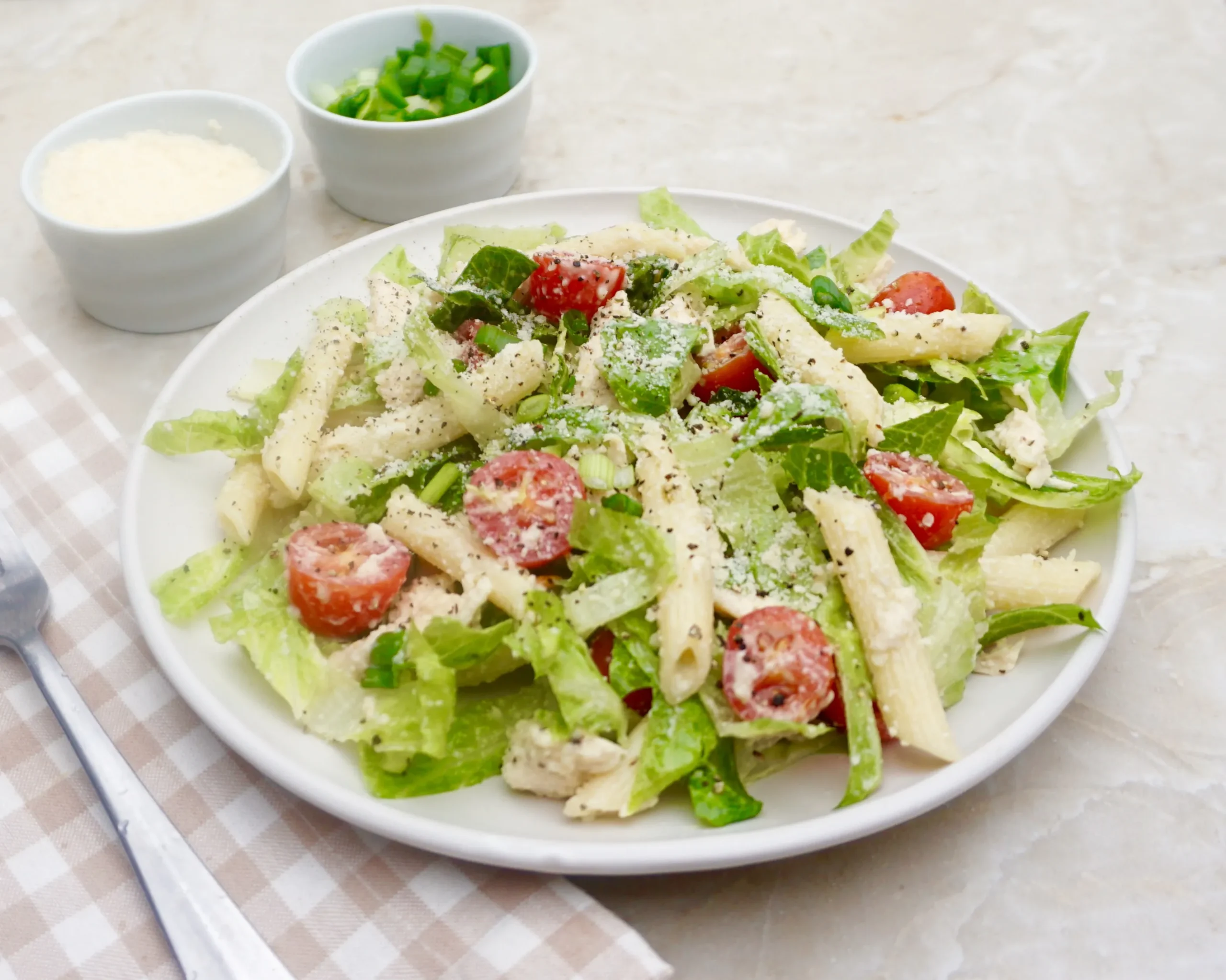 Warm Caesar Pasta Salad