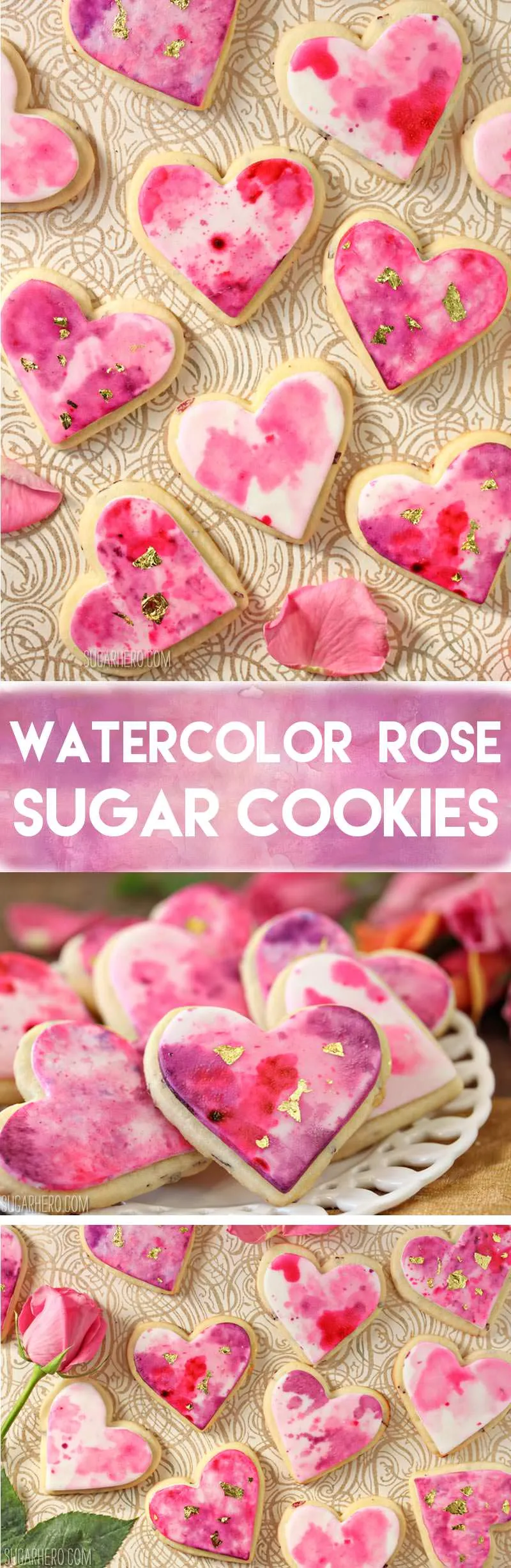Watercolor Rose Sugar Cookies