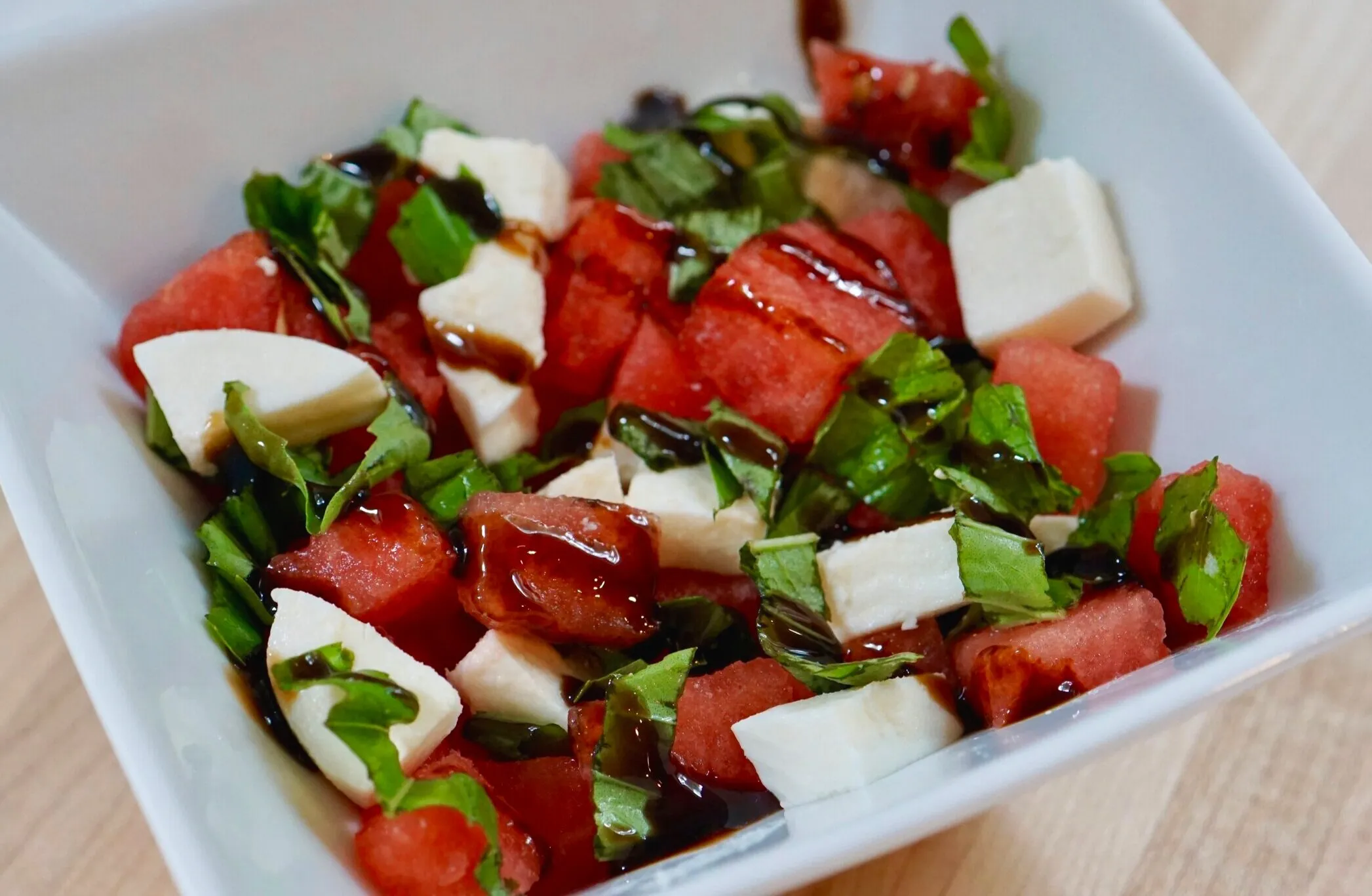 Watermelon Caprese Salad with Balsamic Glaze